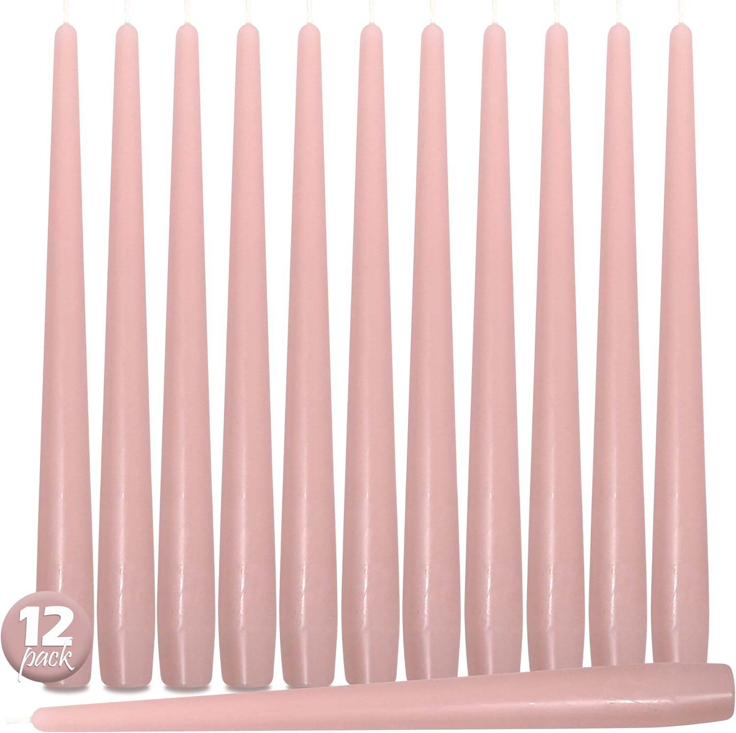 Hyoola Tall Taper Candles - 12 Inch Light Pink Dripless Taper Candles