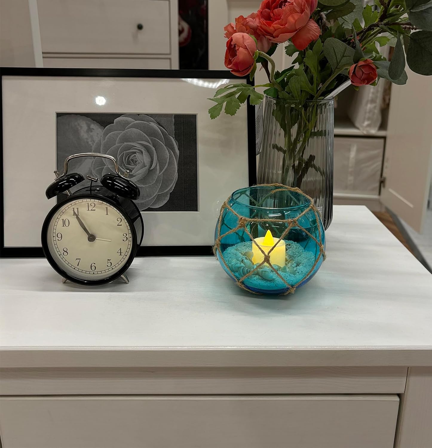SAILINGSTORY Glass Floating Tealight Holder Set of 2 Coastal Decor