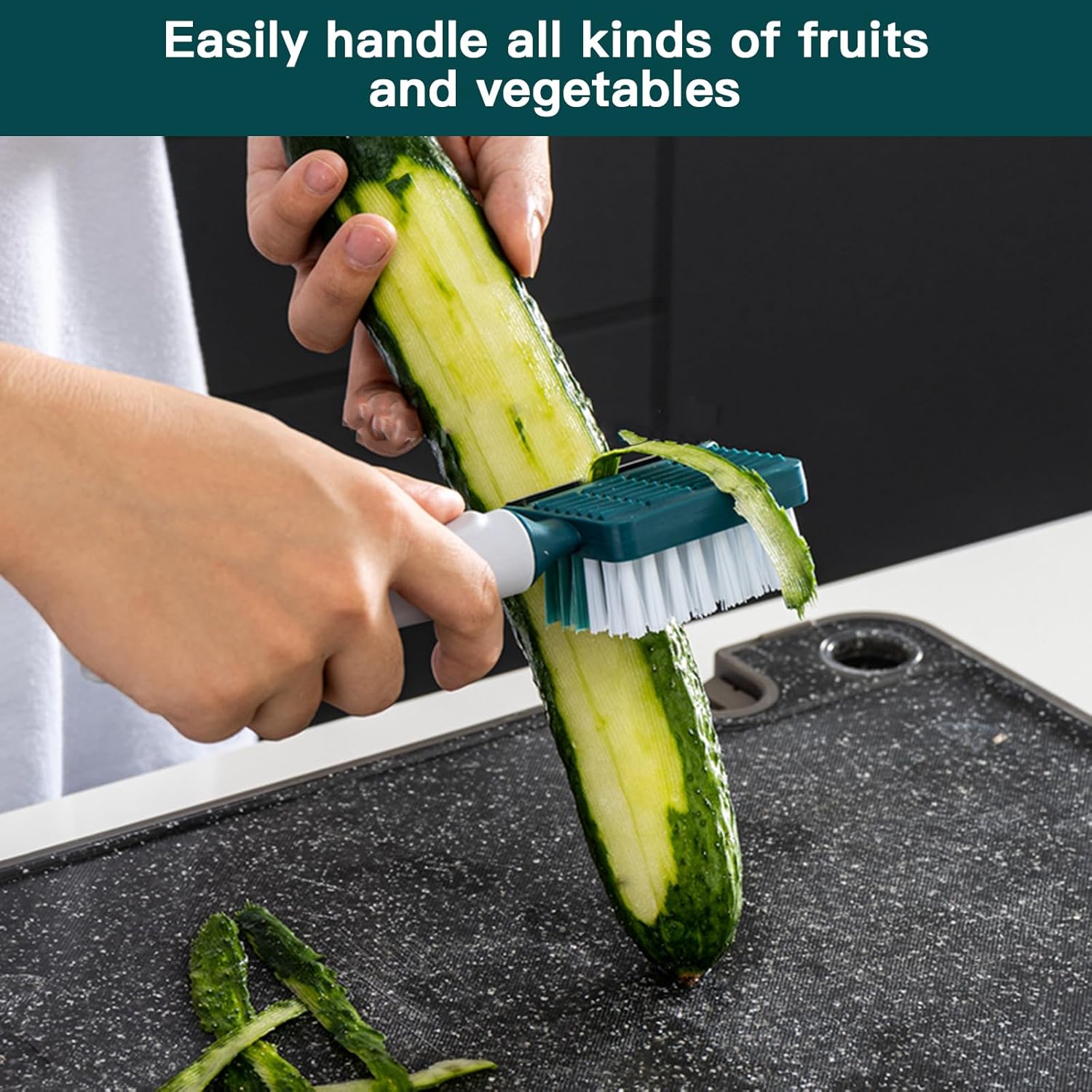 BuRuiJi 2 in 1 Vegetable Brush and Julienne Peeler