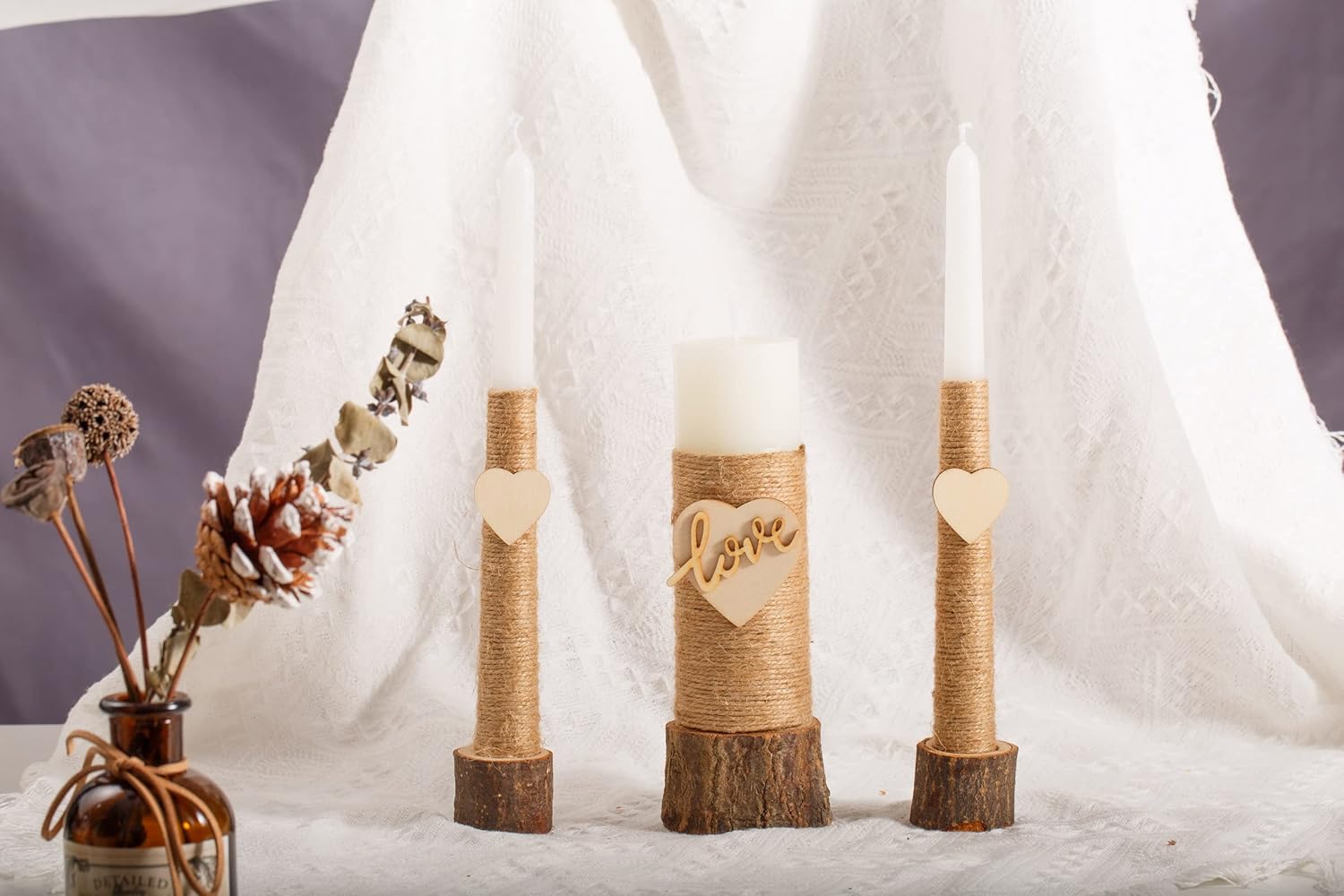 Sleek Rustic Unity Candle Set for Weddings More