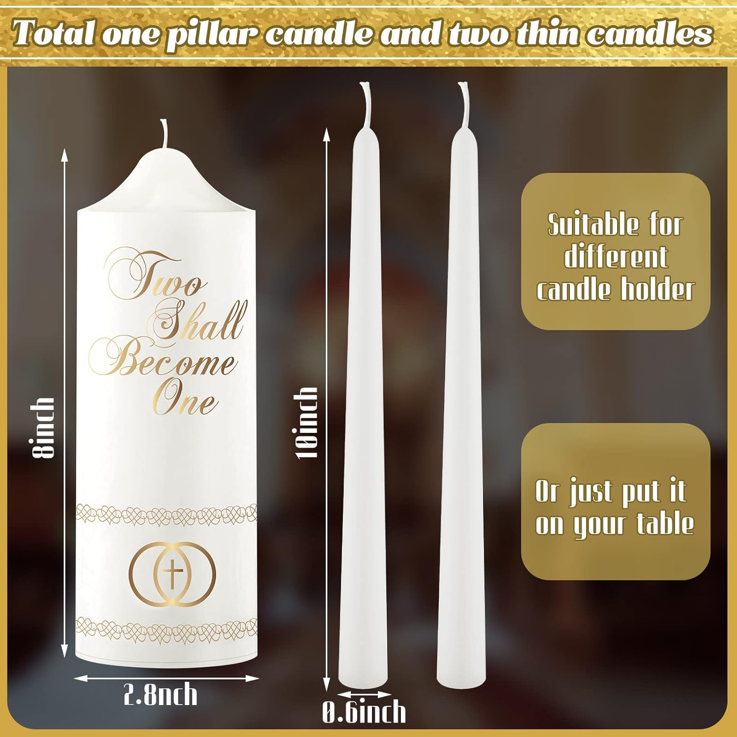 Frienda Unity Taper Candle Set - 3-Piece Cross Design