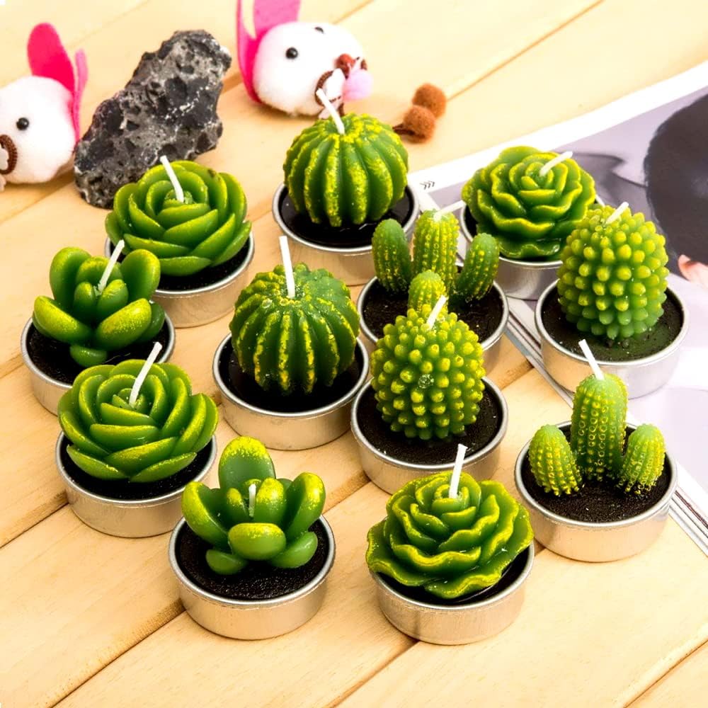 Cactus Tealight Candles 12 Piece Set