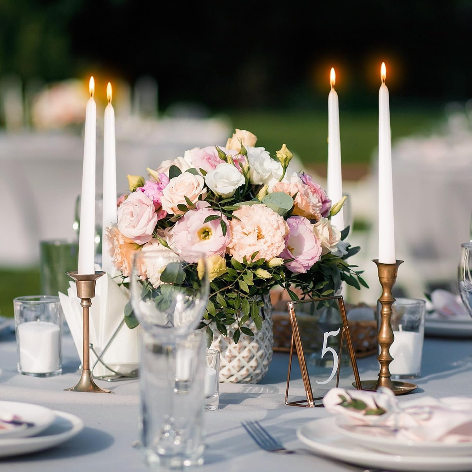 Tstag 10x White Taper Candles