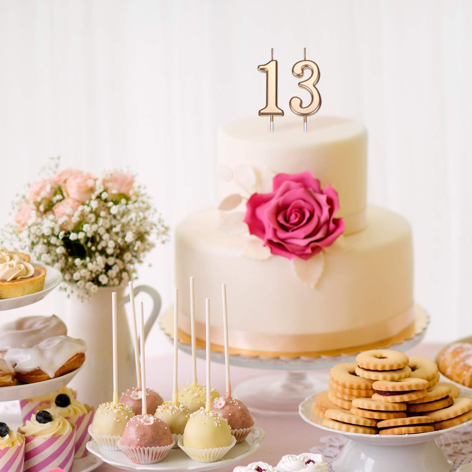13th Birthday Candles - Elegant 354 Cake Topper for Parties