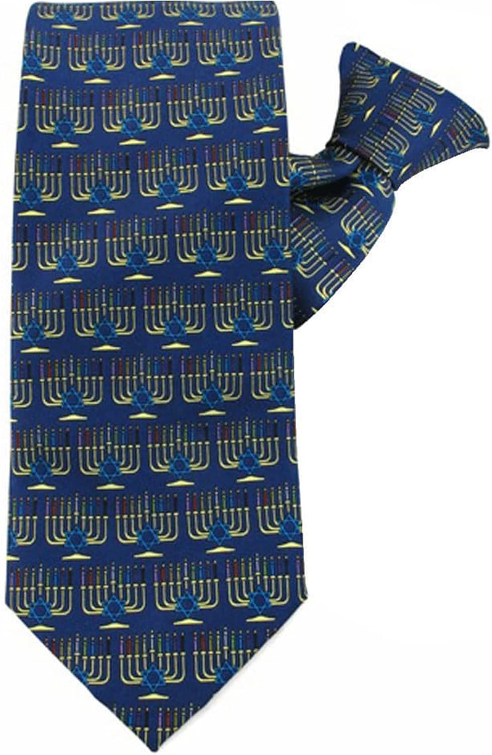Jacob Alexander Hanukkah Candle Light Clip-On Tie with Star of David Design