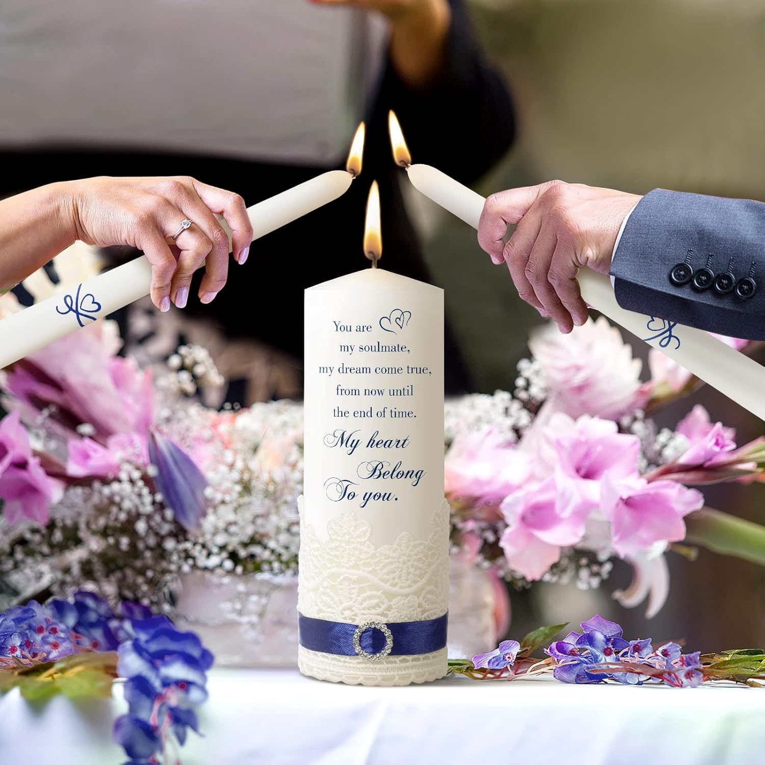 Frienda Unity Candles Wedding Set with Heart Design