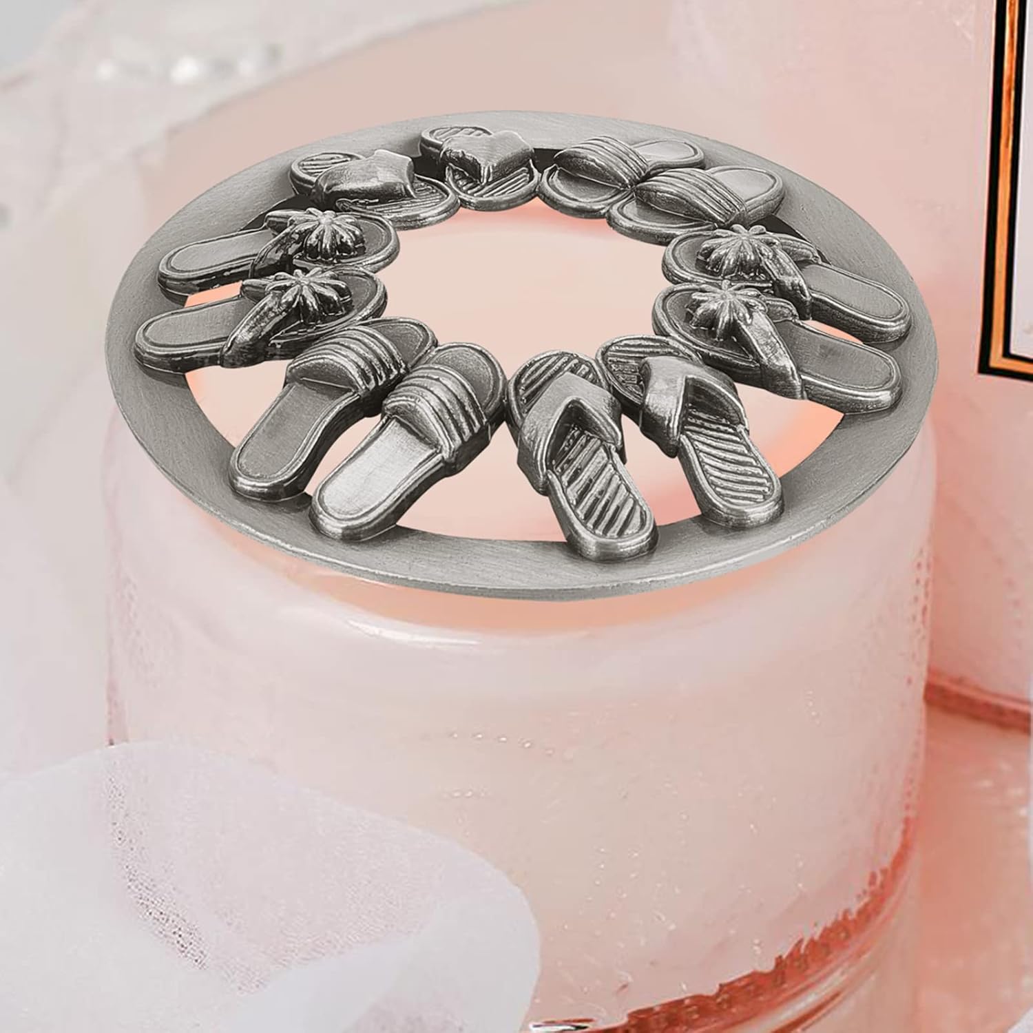 GORGECRAFT Candle Toppers Elegant Candle Shade Extensions for Even Burn Silver