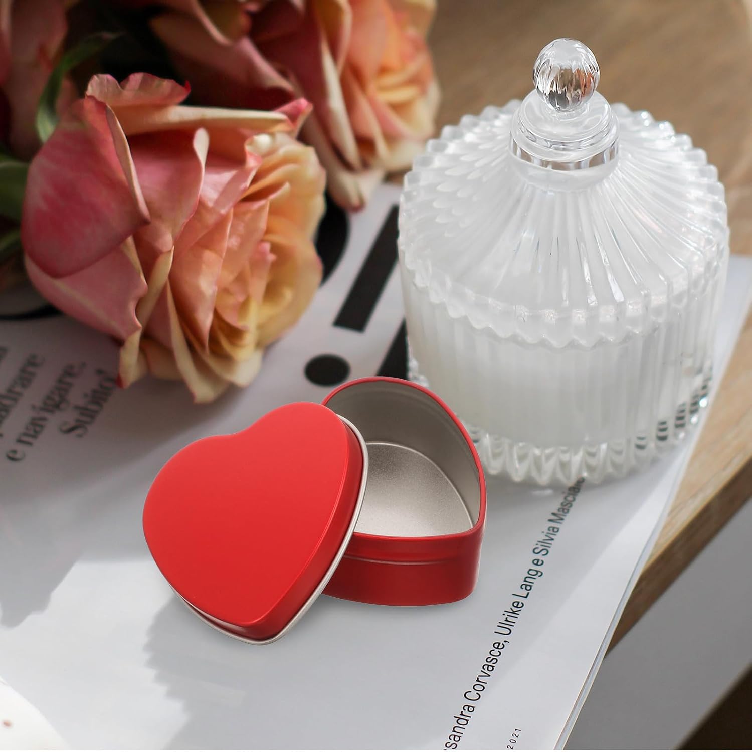 Valentines Heart Candle Tins 10pc Set