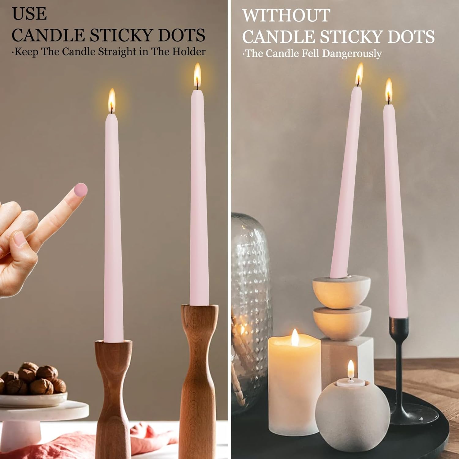 NJAO HOO Candle Adhesive Taper Candle Accessories 24 Pink Candle Dots