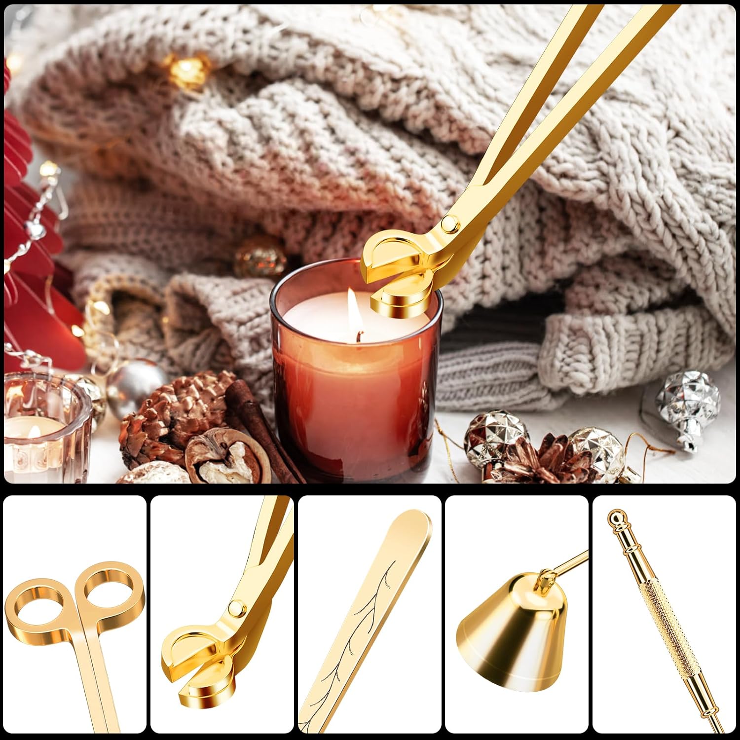 Calary Candle Wick Trimmer Snuffer Set