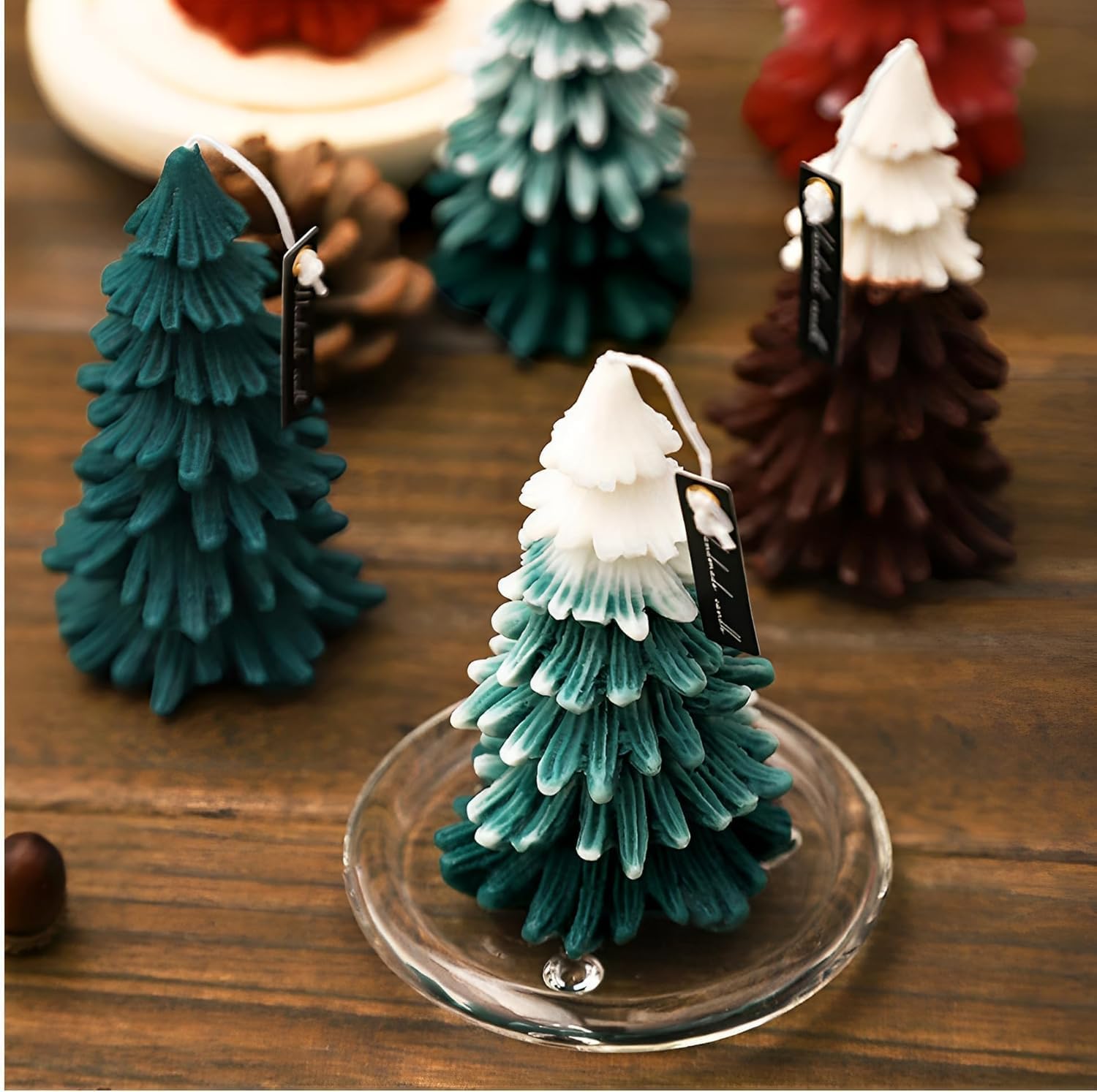 christmas tree shaped pillar candle