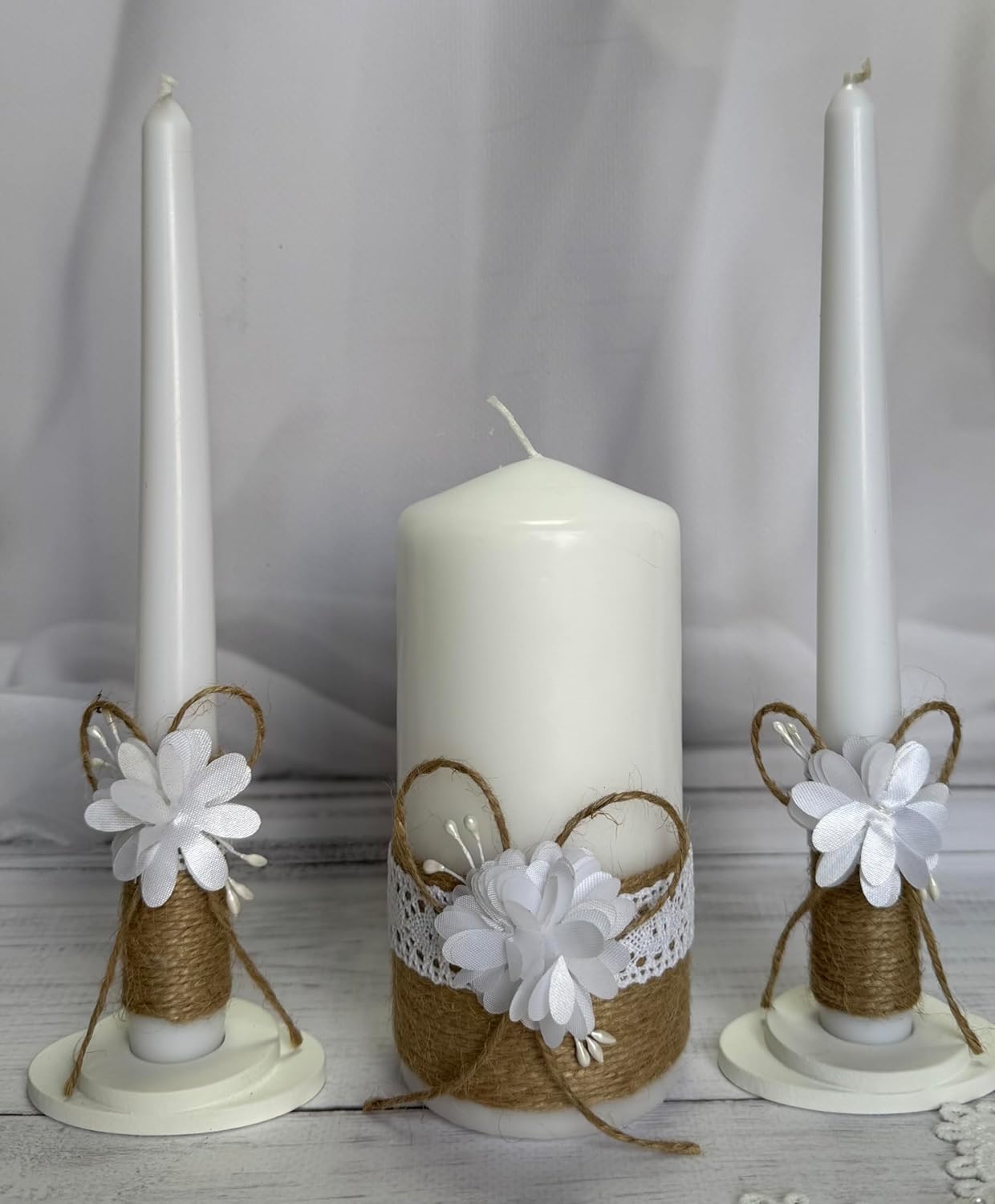 Rustic Wedding Unity Candle Set - 6 Pillar and 2 10 Tapers