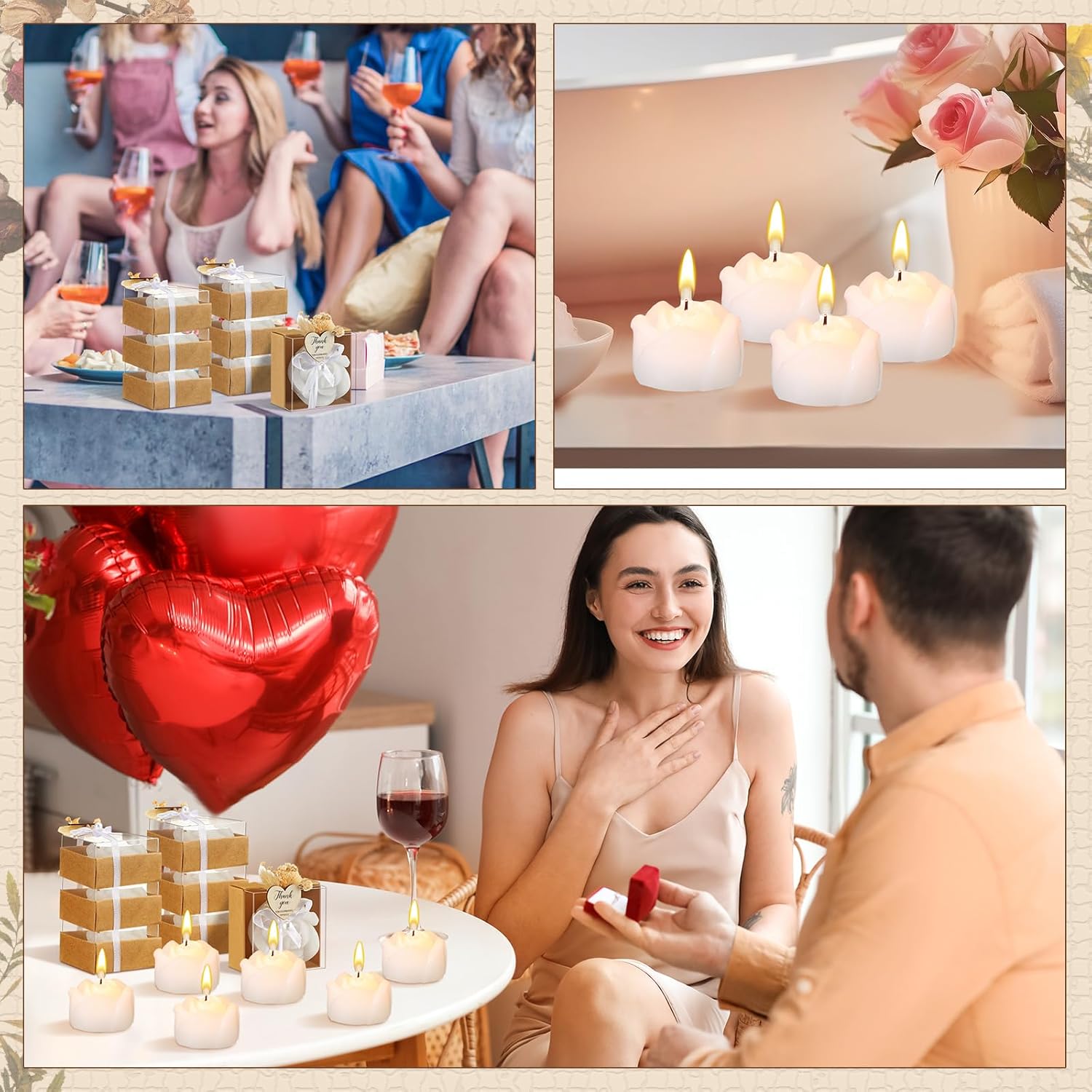 50 Sets Wedding Rose Candles Favor for Gifting