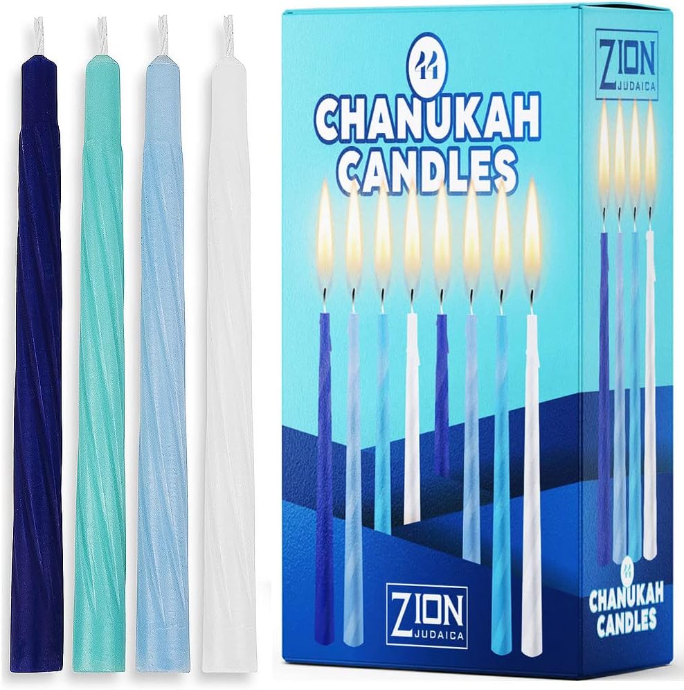 Last Minute Complete Hanukkah Kit - 9 Menorah with 44 Candles More