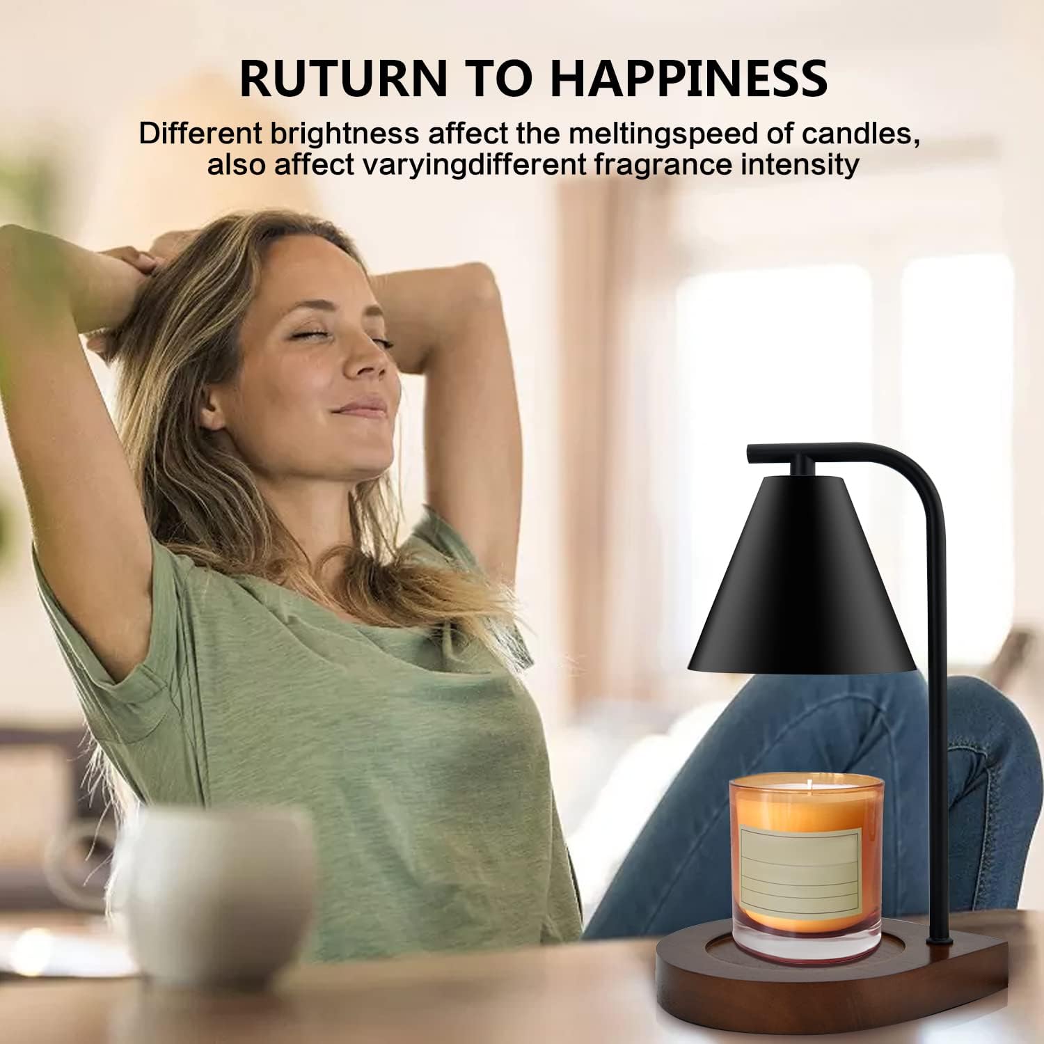 SOKCVSEA Candle Warmer Lamp Dimmable Candle Warmer with 2 Bulbs Black
