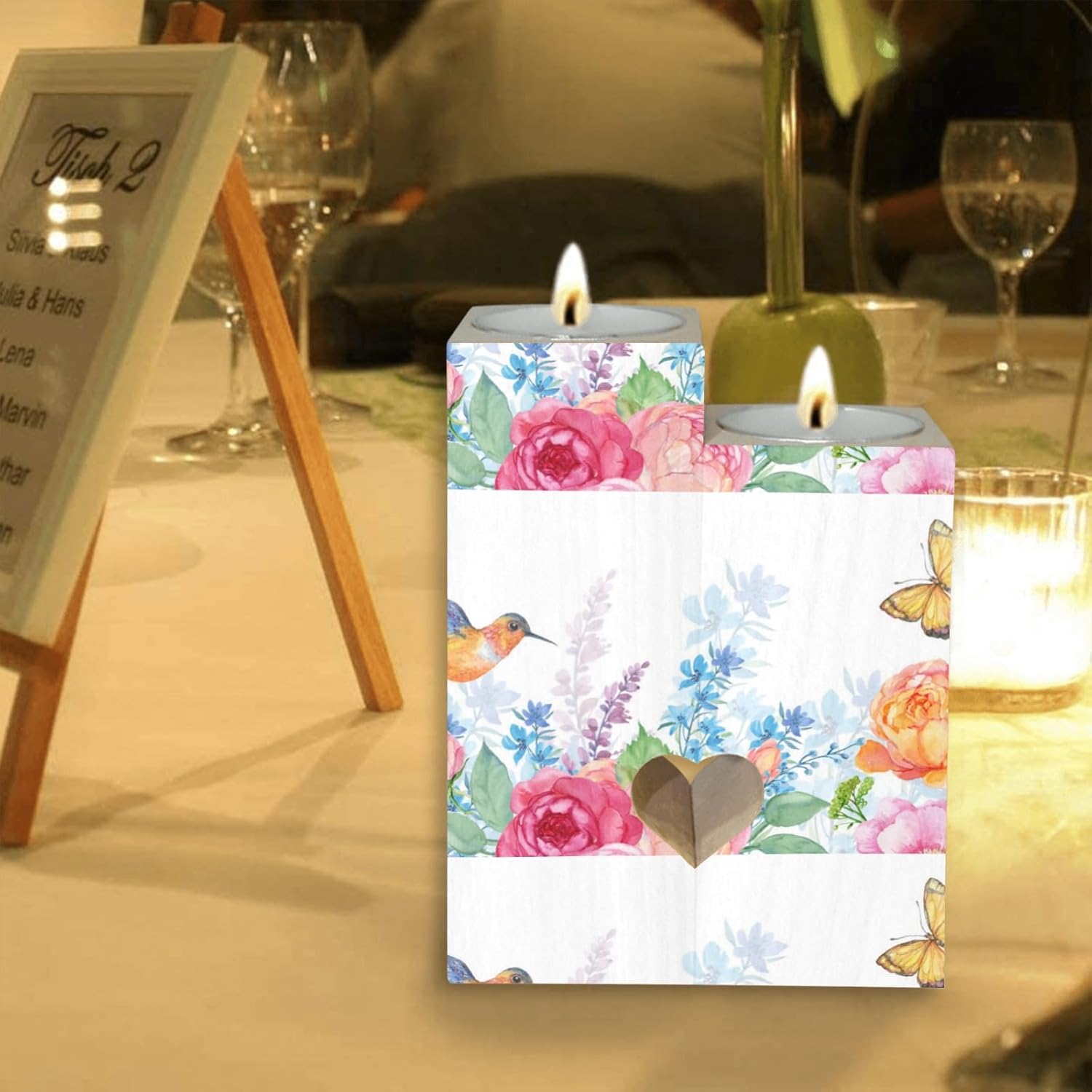 OTVEE Hummingbird Butterfly Heart Candle Holders