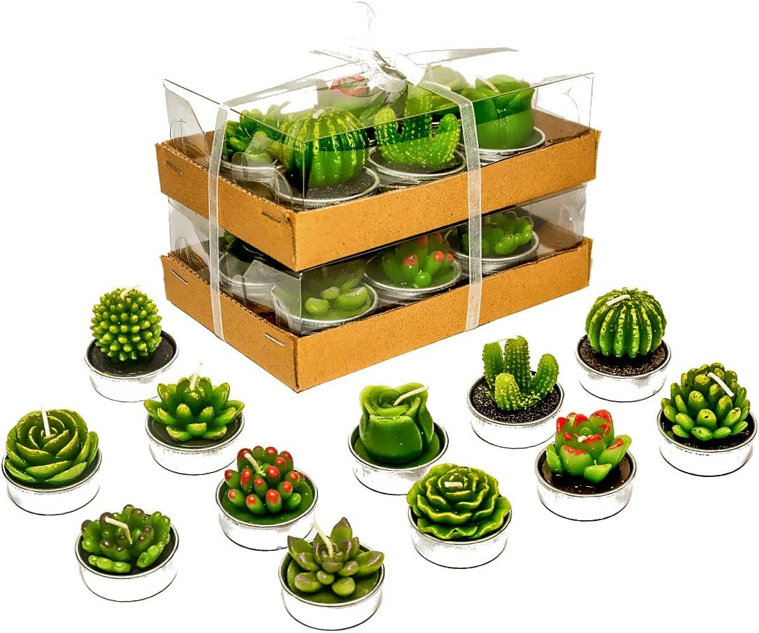 Cactus Tealight Candles 12 Piece Set