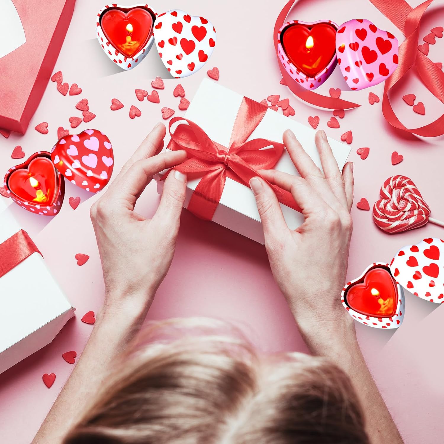 24pcs Heart Shaped Candle Tins Valentines Day with Lids 2 oz Travel-friendly