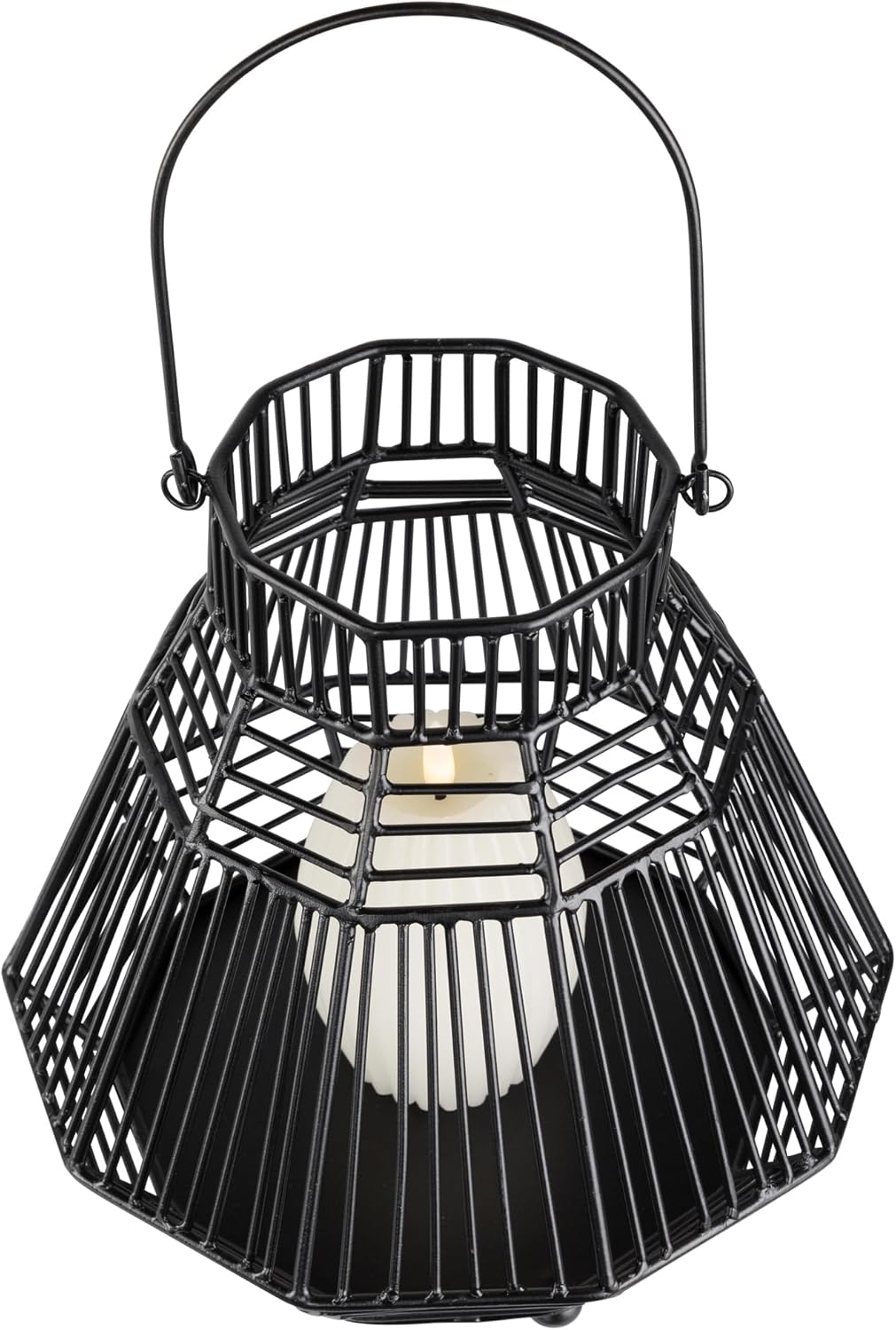 Northlight Medium Iron Geometric Hurricane Candle Lantern 825 Black