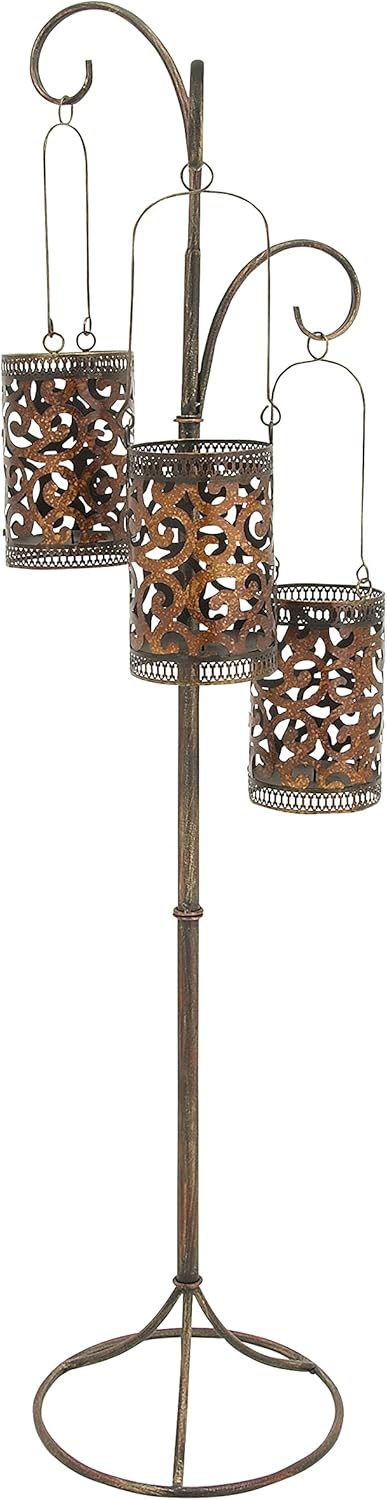 Benzara 41970 67Hx16W Metal Floor Candle Lantern