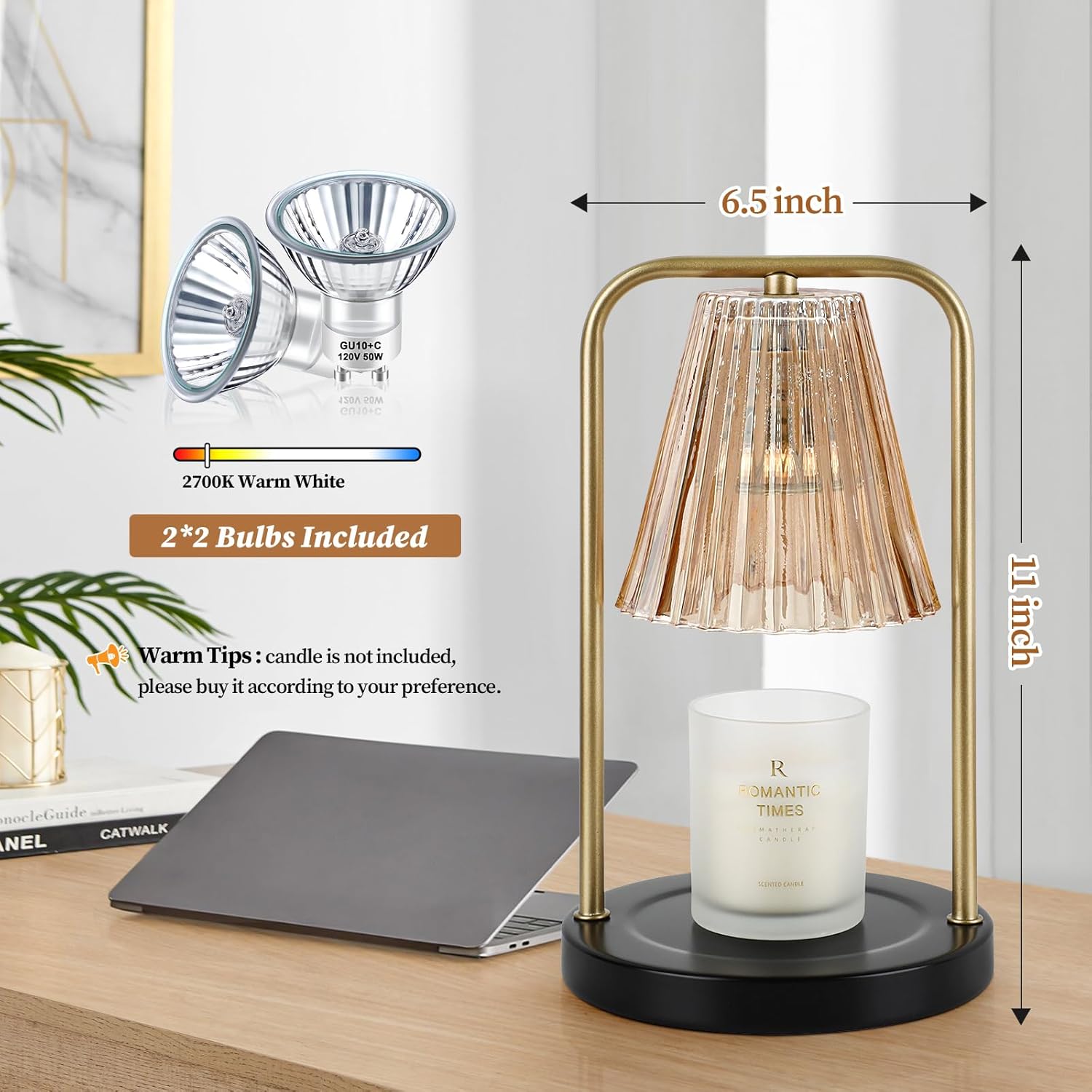 VerRon Candle Warmer Lamp with 2 Bulbs