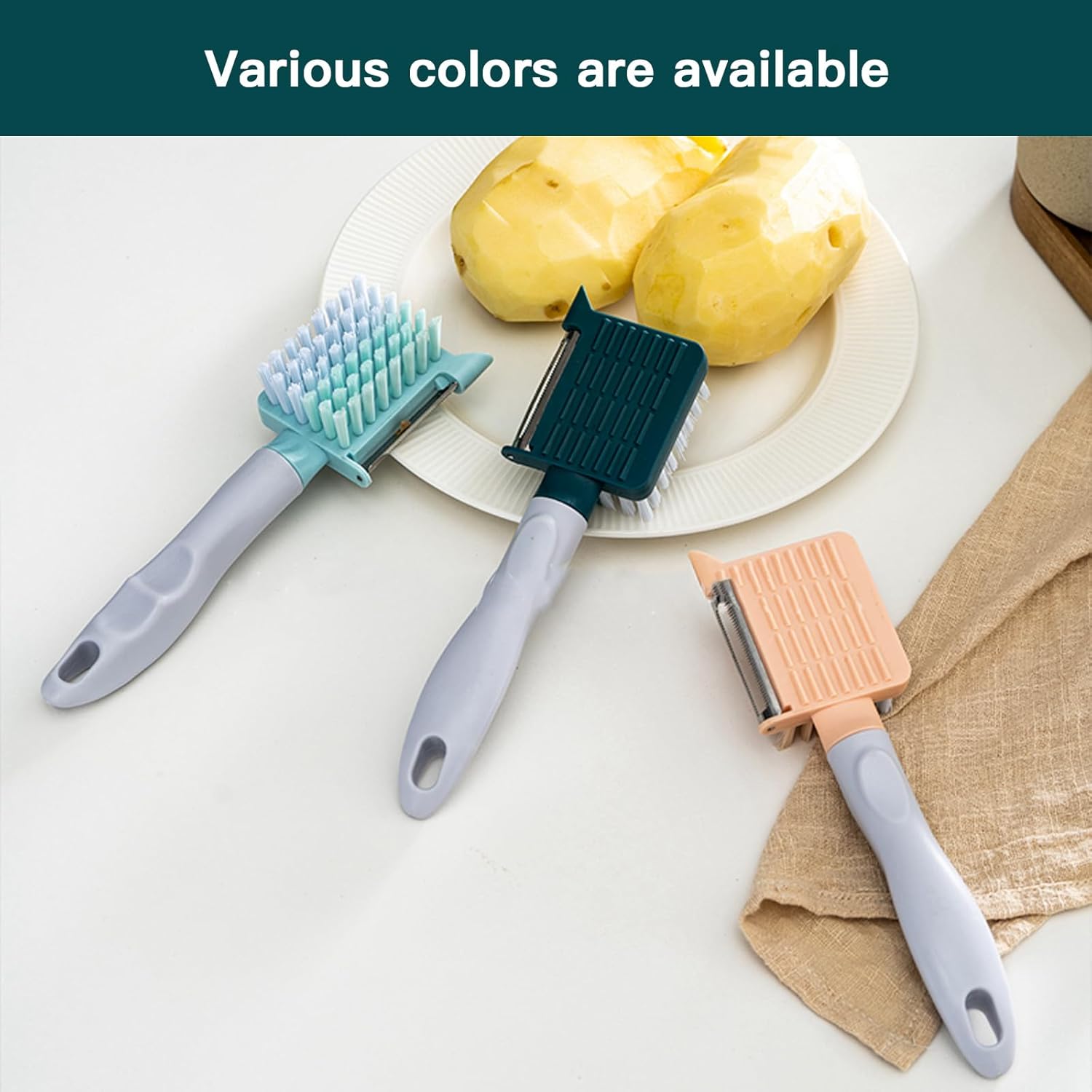 BuRuiJi 2 in 1 Vegetable Brush and Julienne Peeler