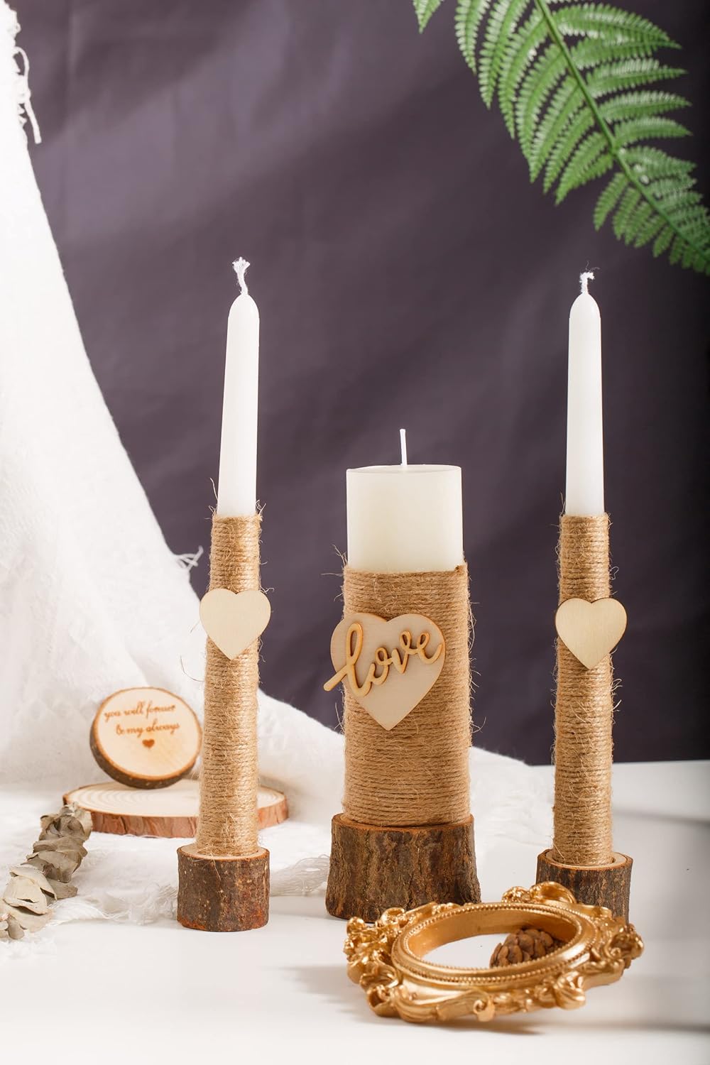 Sleek Rustic Unity Candle Set for Weddings More
