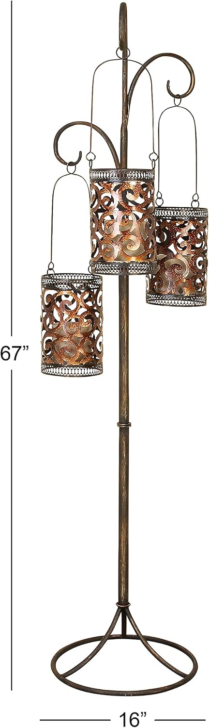 Benzara 41970 67Hx16W Metal Floor Candle Lantern