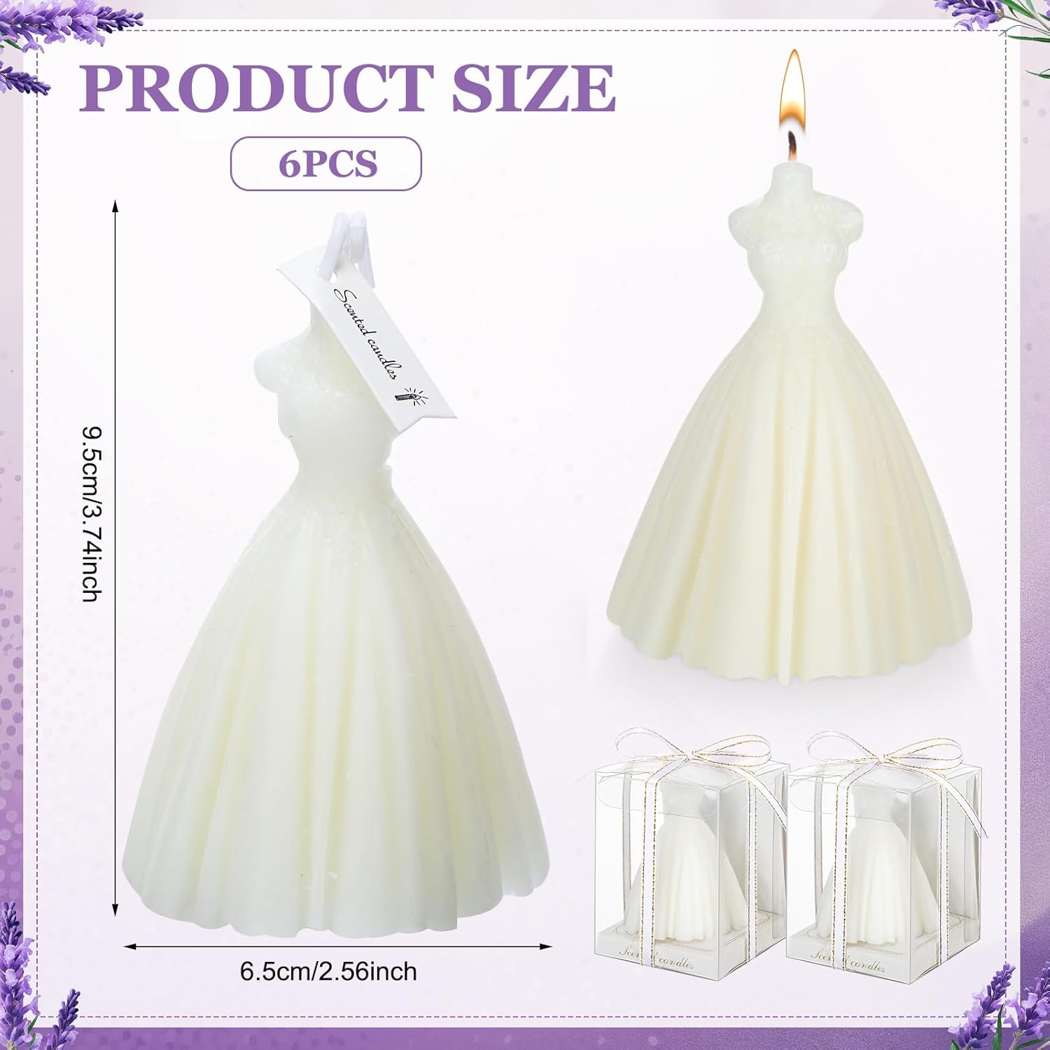 MTLEE 6-Pack Bridesmaid Wedding Dress Candles