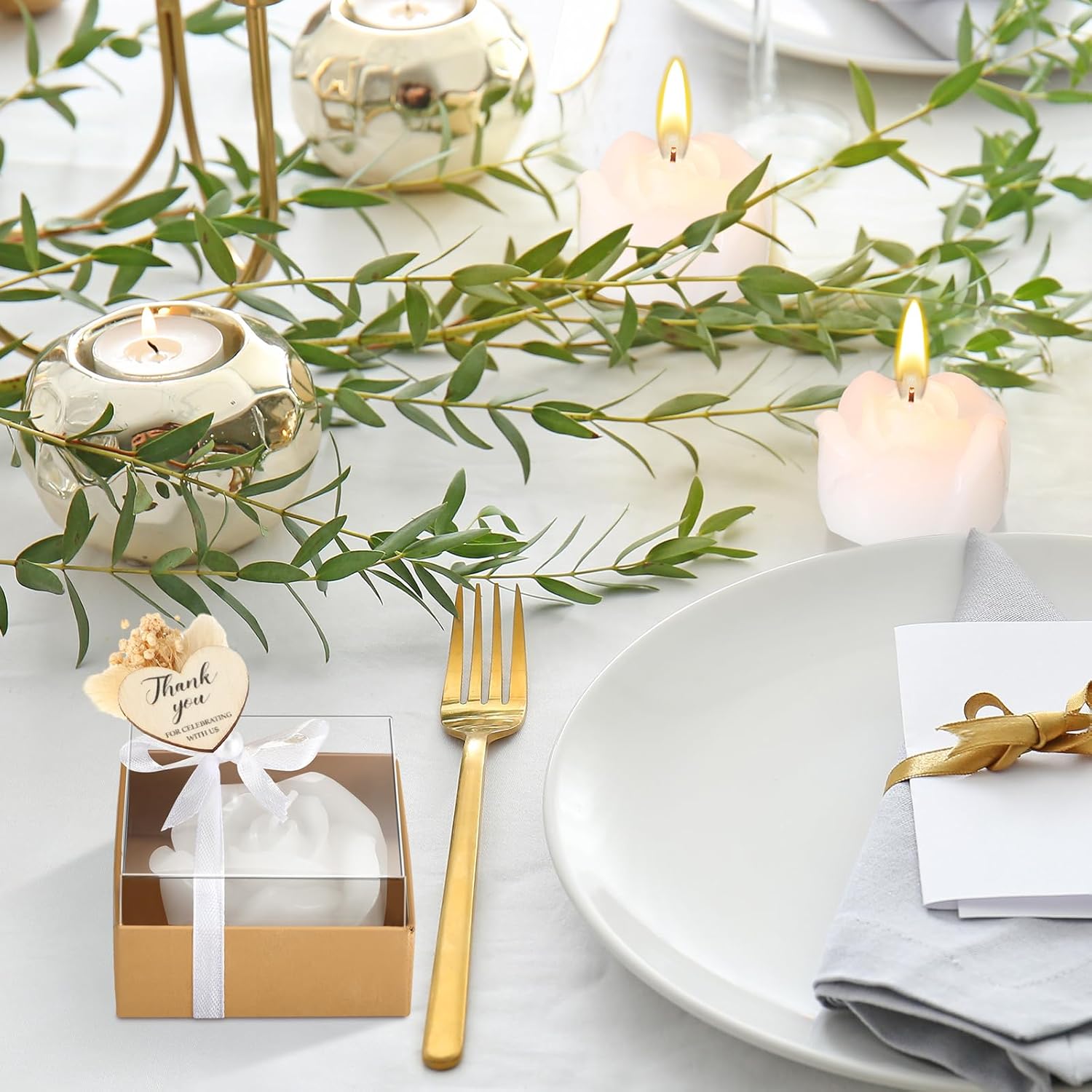 50 Sets Wedding Rose Candles Favor for Gifting