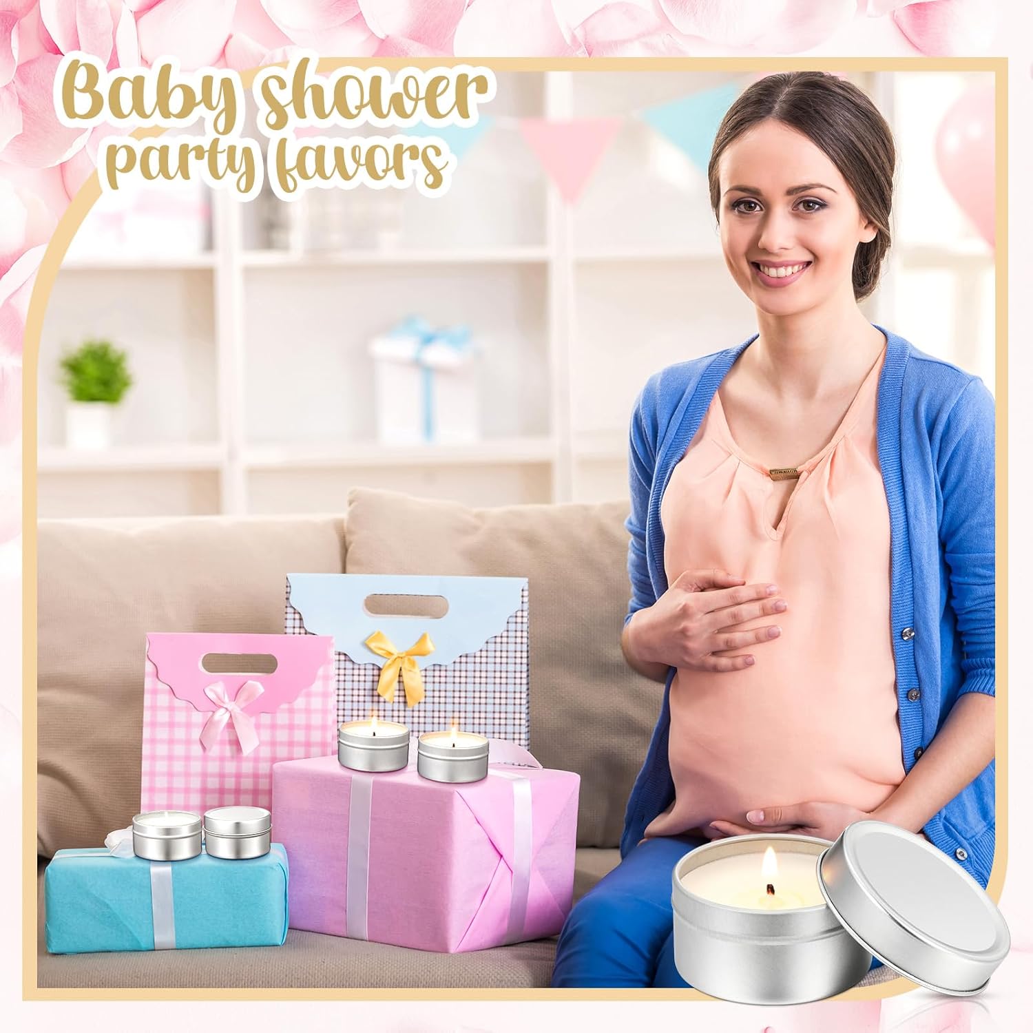 24 Pcs DIY Baby Shower Candle Tins with Lids
