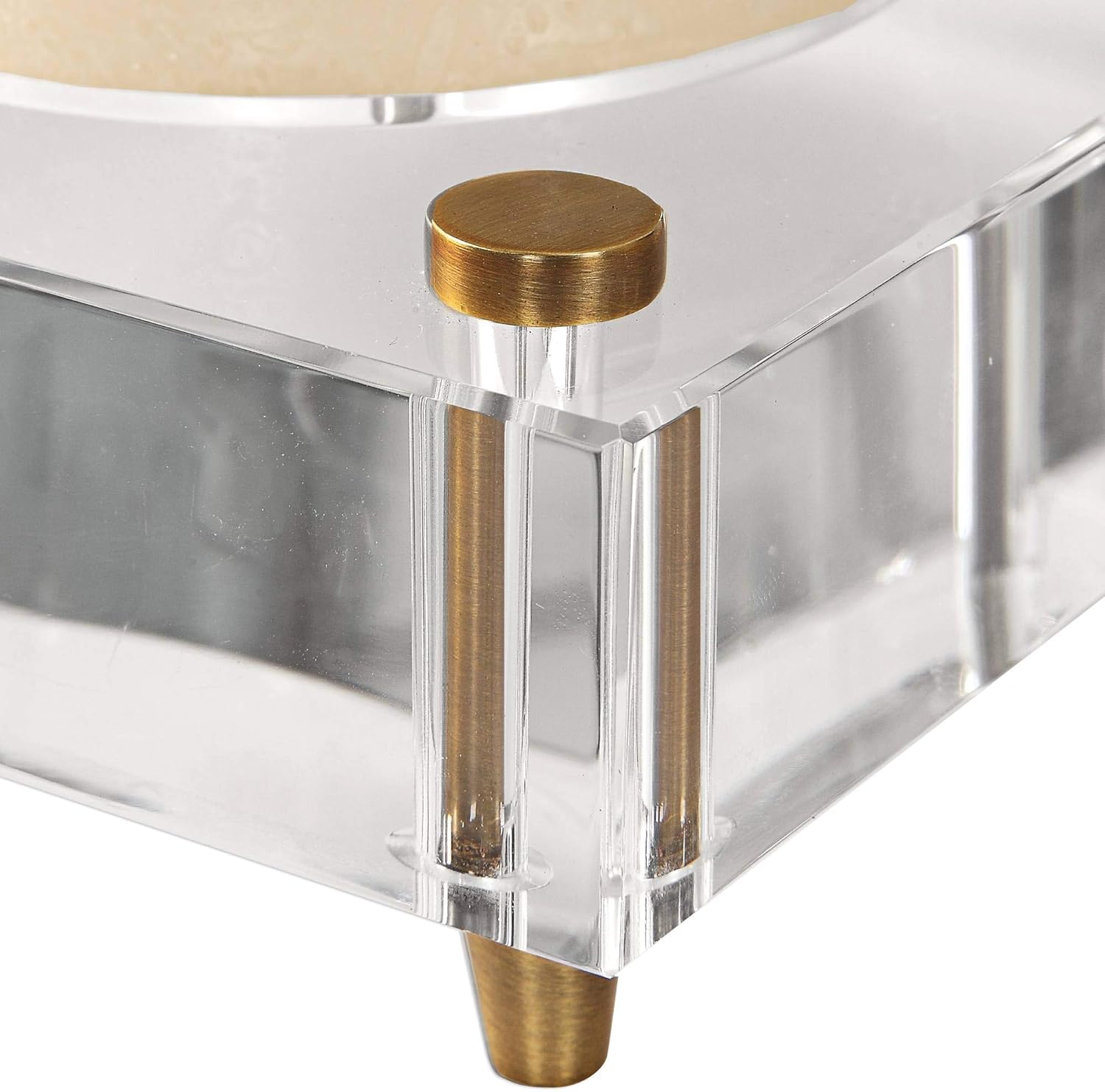 Uttermost brass and crystal pillar candle holder set 2-pieces