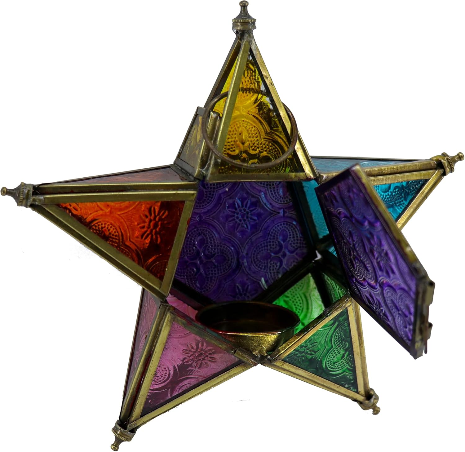 Stylish Iron Candle Holder Lantern Accessory Brown Star 8
