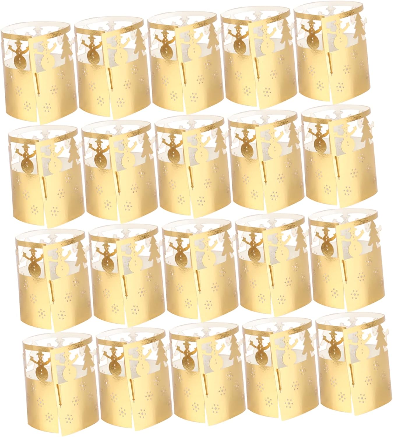 Paper Candle Lampshade with Snowflakes in Gold for Christmas or Weddings
