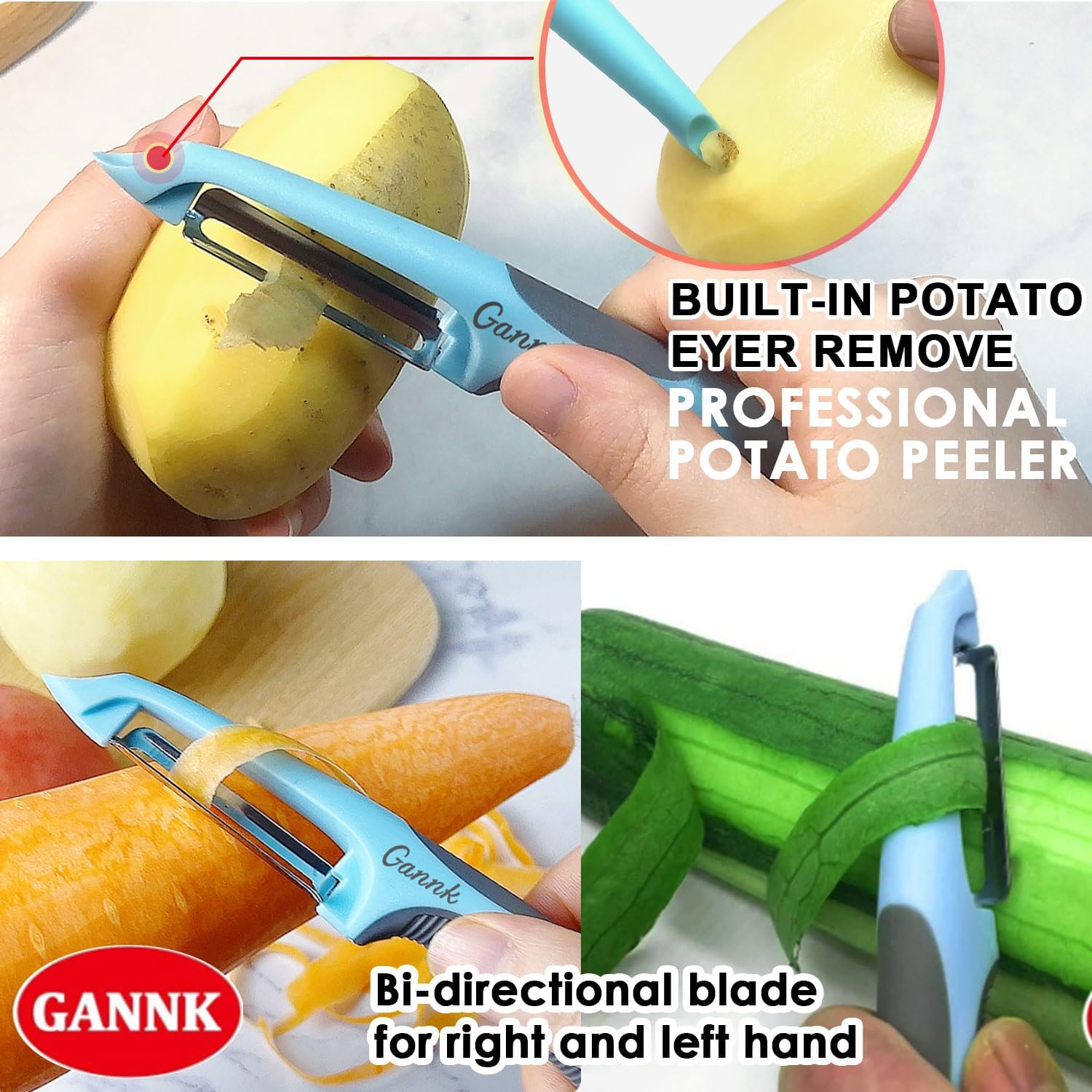 3-in-1 Julienne Potato Peeler Set with Julienne Bit and Potato Nullifier
