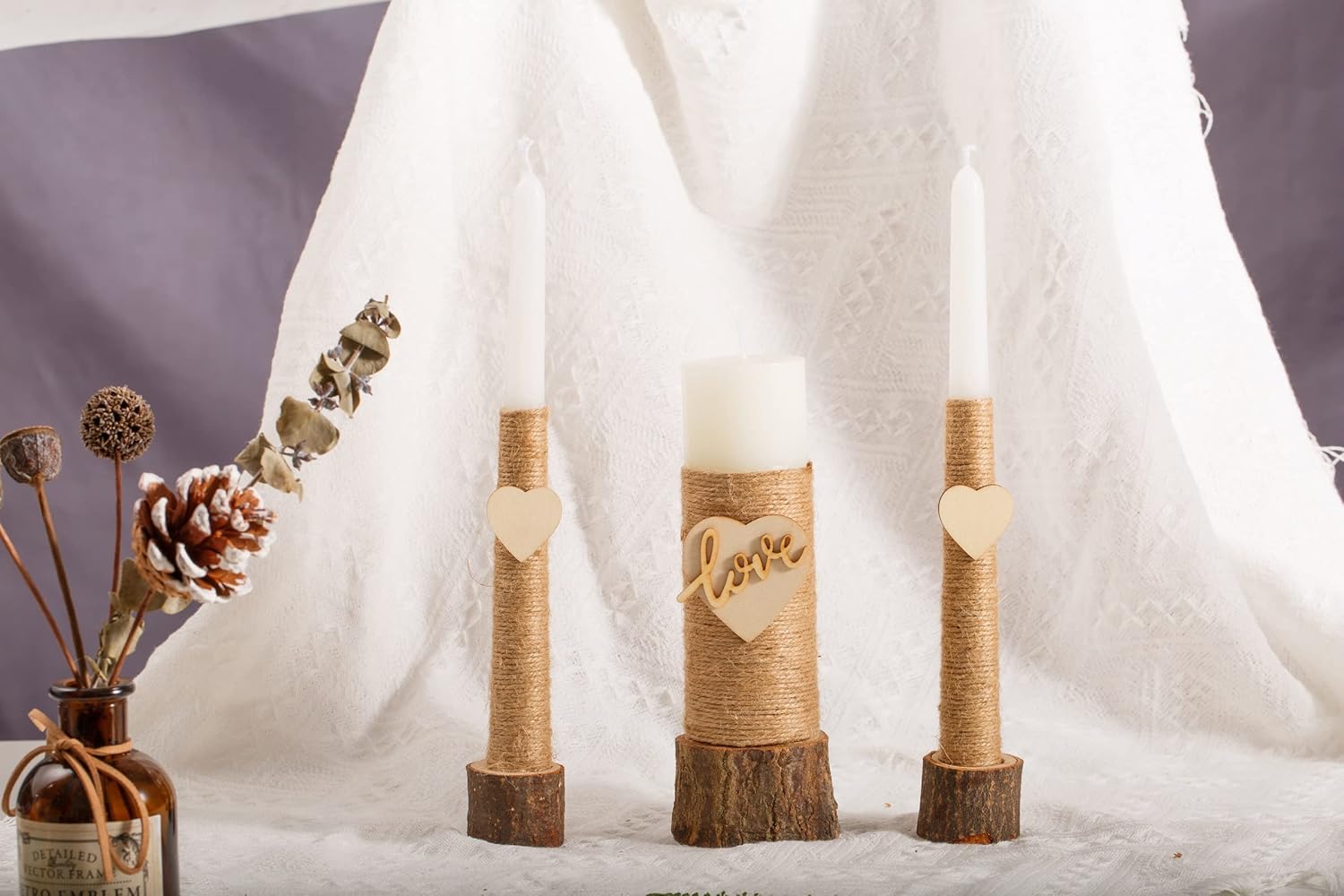 Sleek Rustic Unity Candle Set for Weddings More