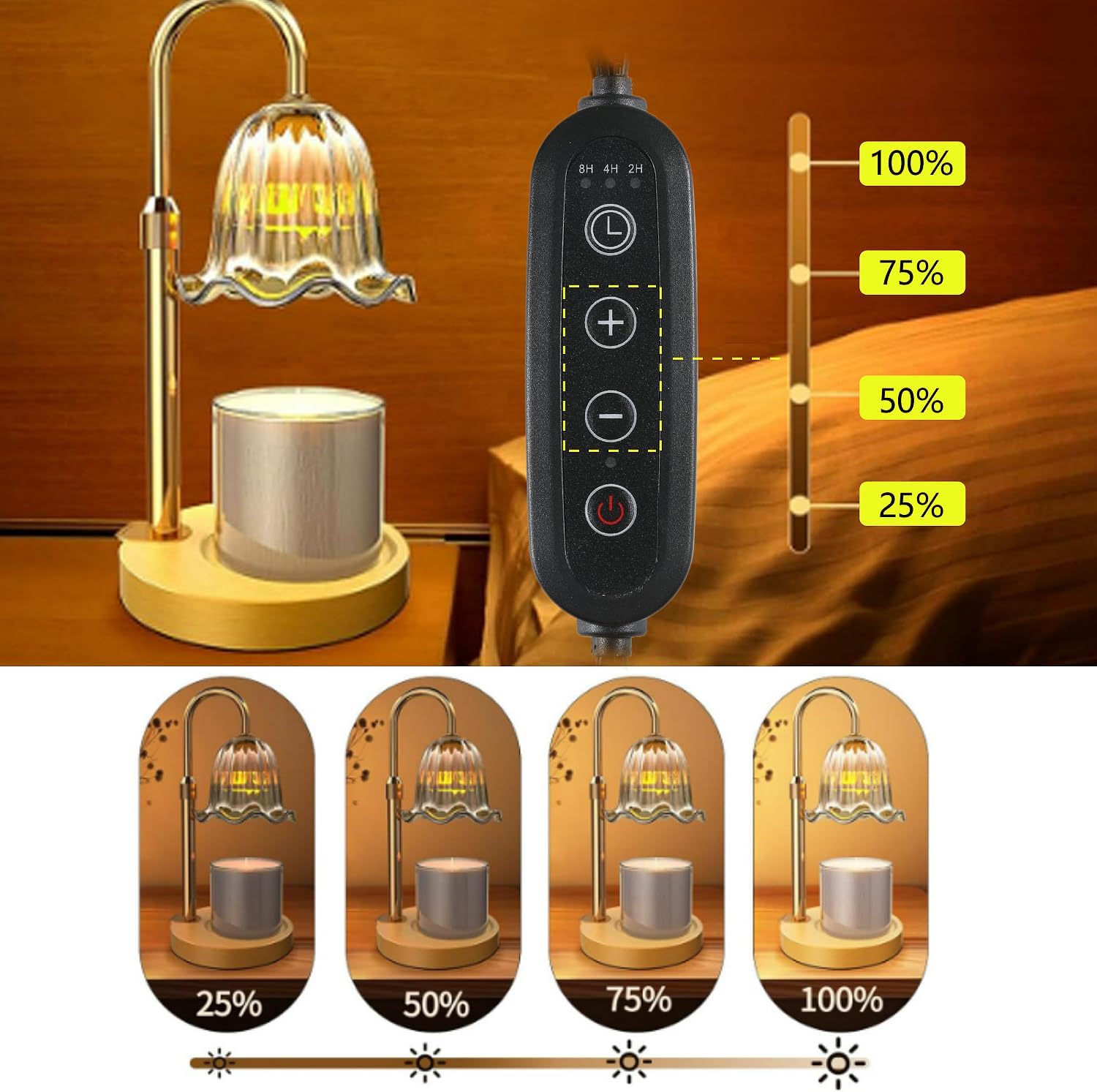 Adjustable Candle Lamp with Timer - 50W Halogen Scented Warming Holder