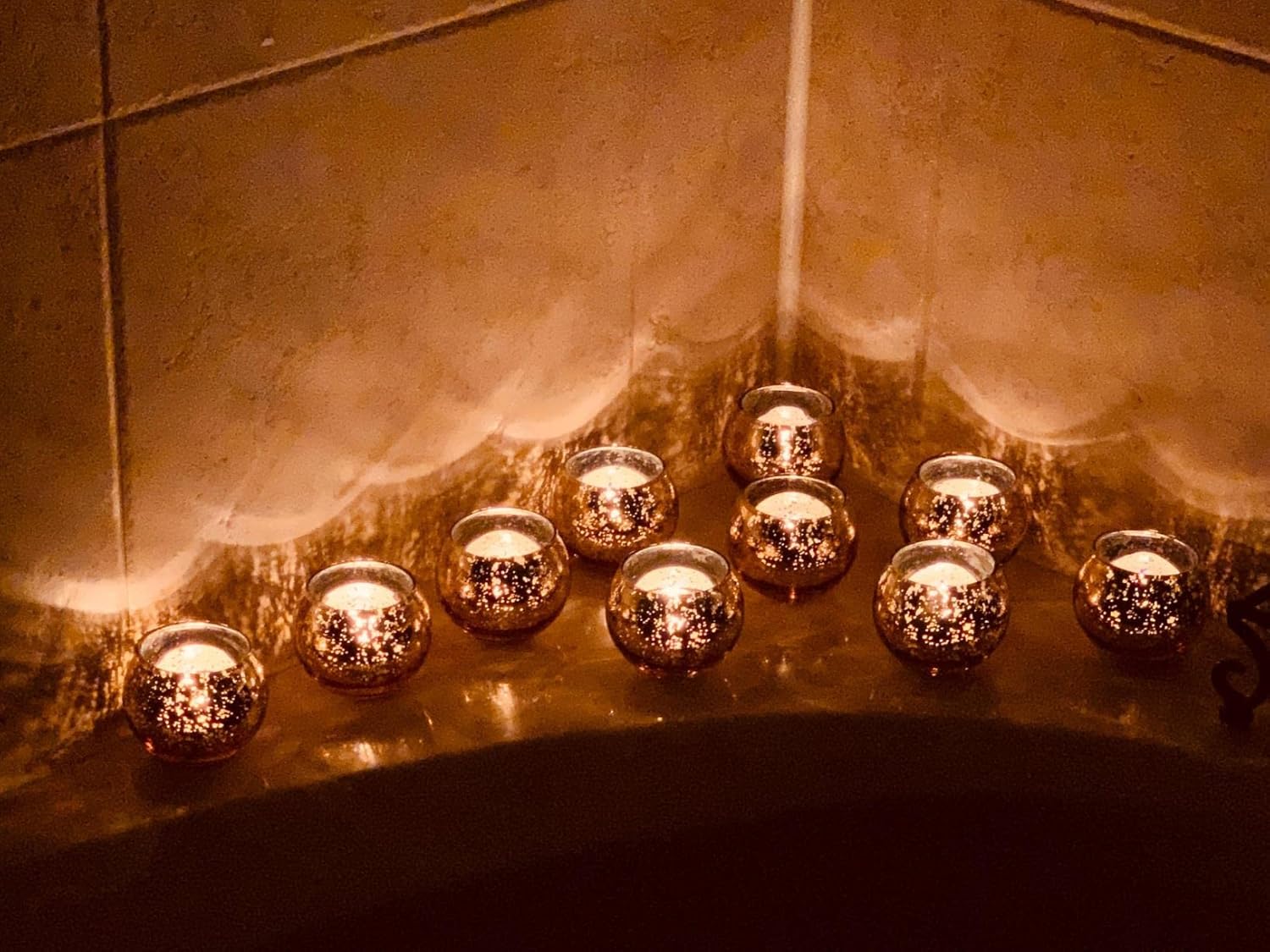 Set of 12 Gold Mercury Votive Candle Holders