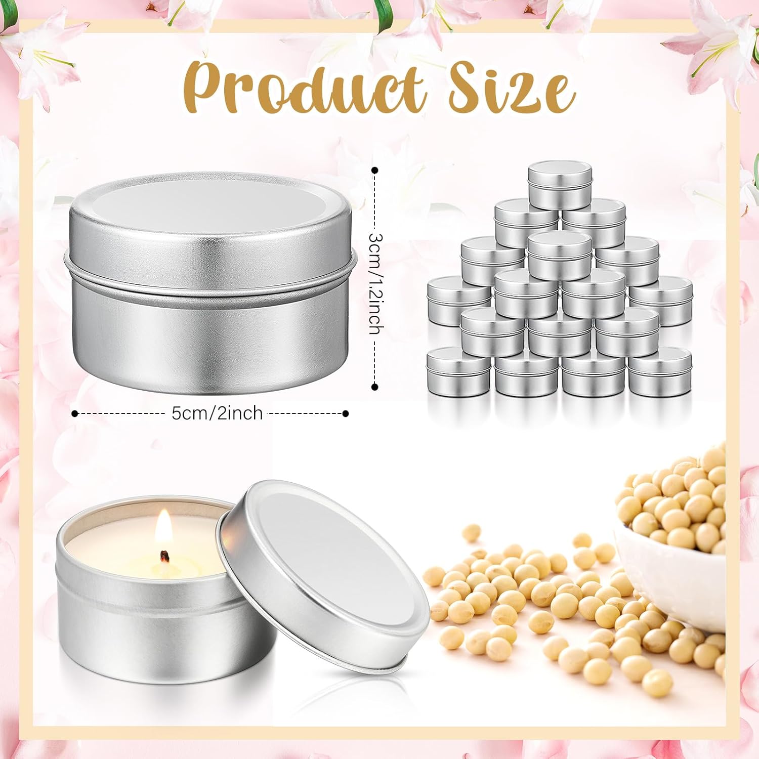 24 Pcs DIY Baby Shower Candle Tins with Lids