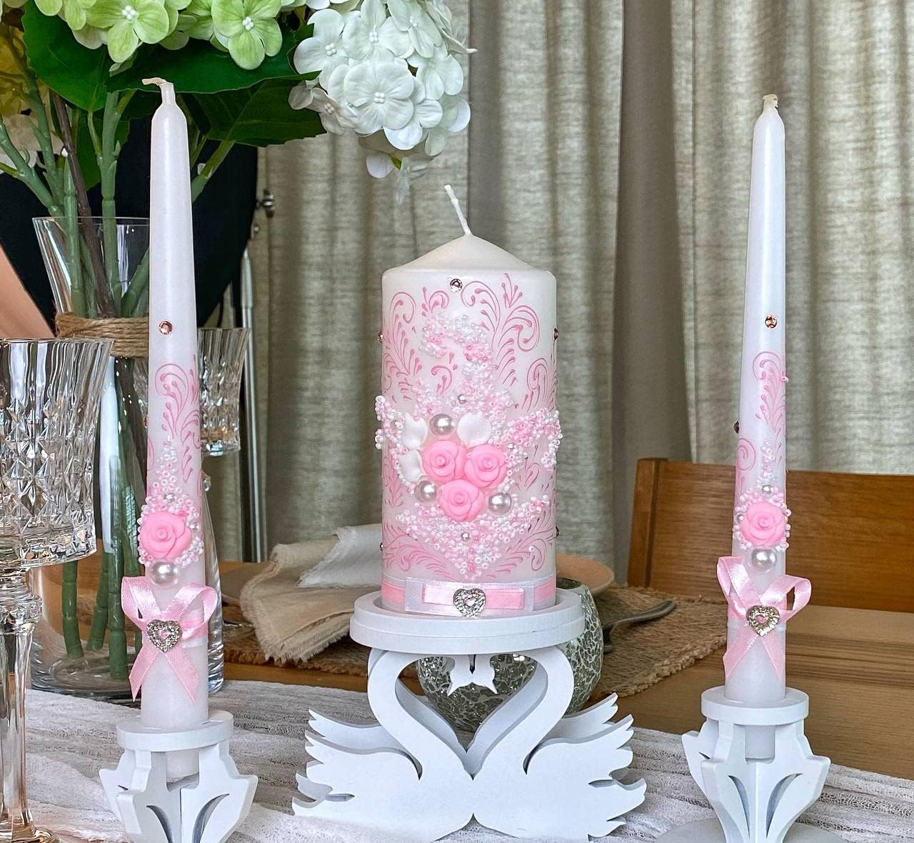 VABA Best Rose Pink Wedding Ceremony Candles Set