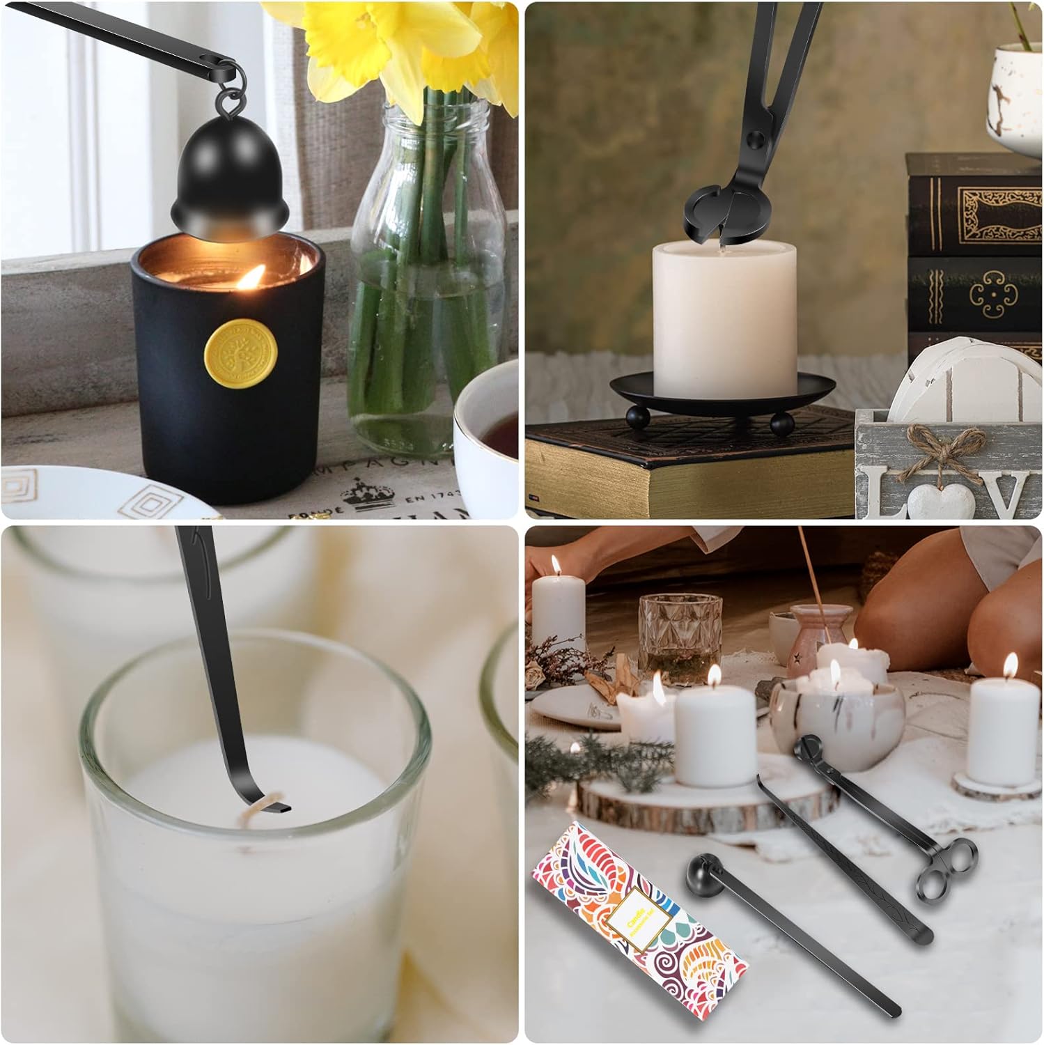 Saiveina 3 in 1 Candle Accessory Set Black