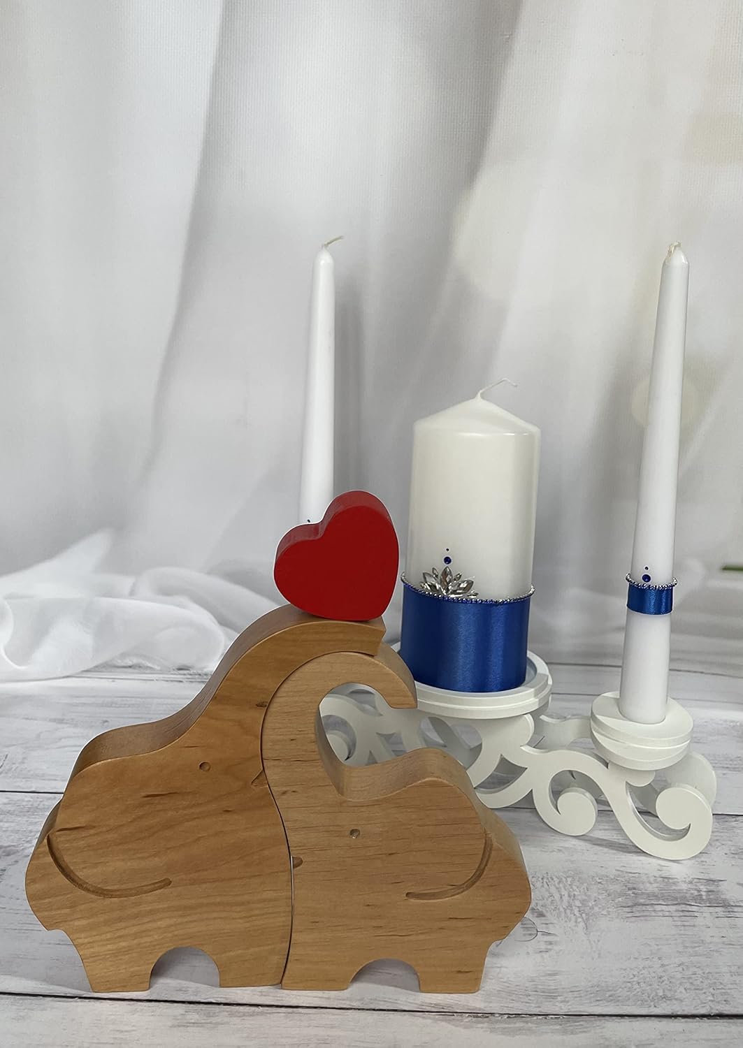 Unity Candle Holder Set with Heart 1