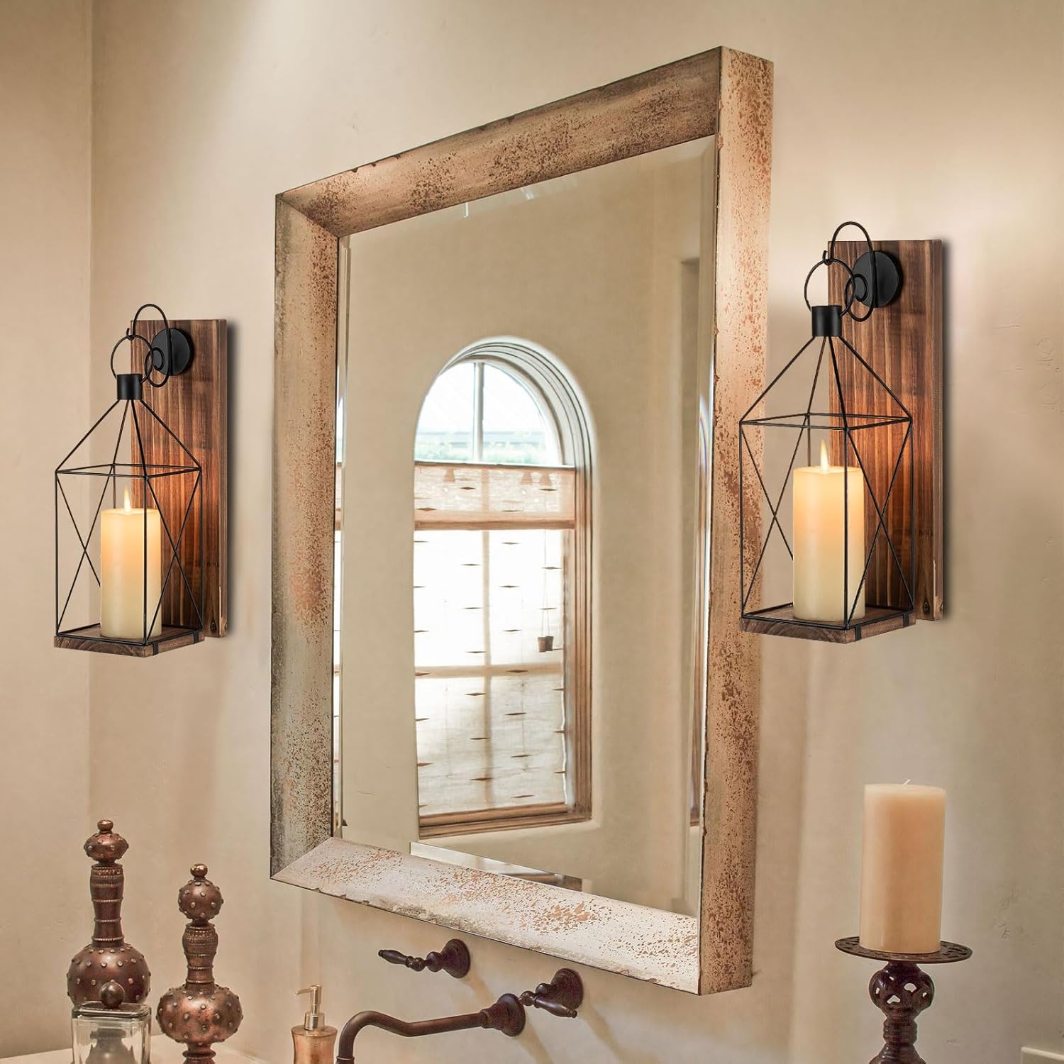 Warm Rustic Candle Sconce