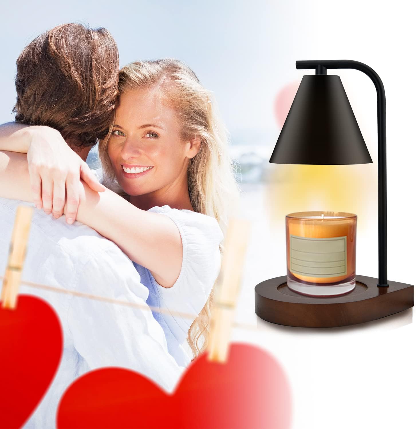 SOKCVSEA Candle Warmer Lamp Dimmable Candle Warmer with 2 Bulbs Black