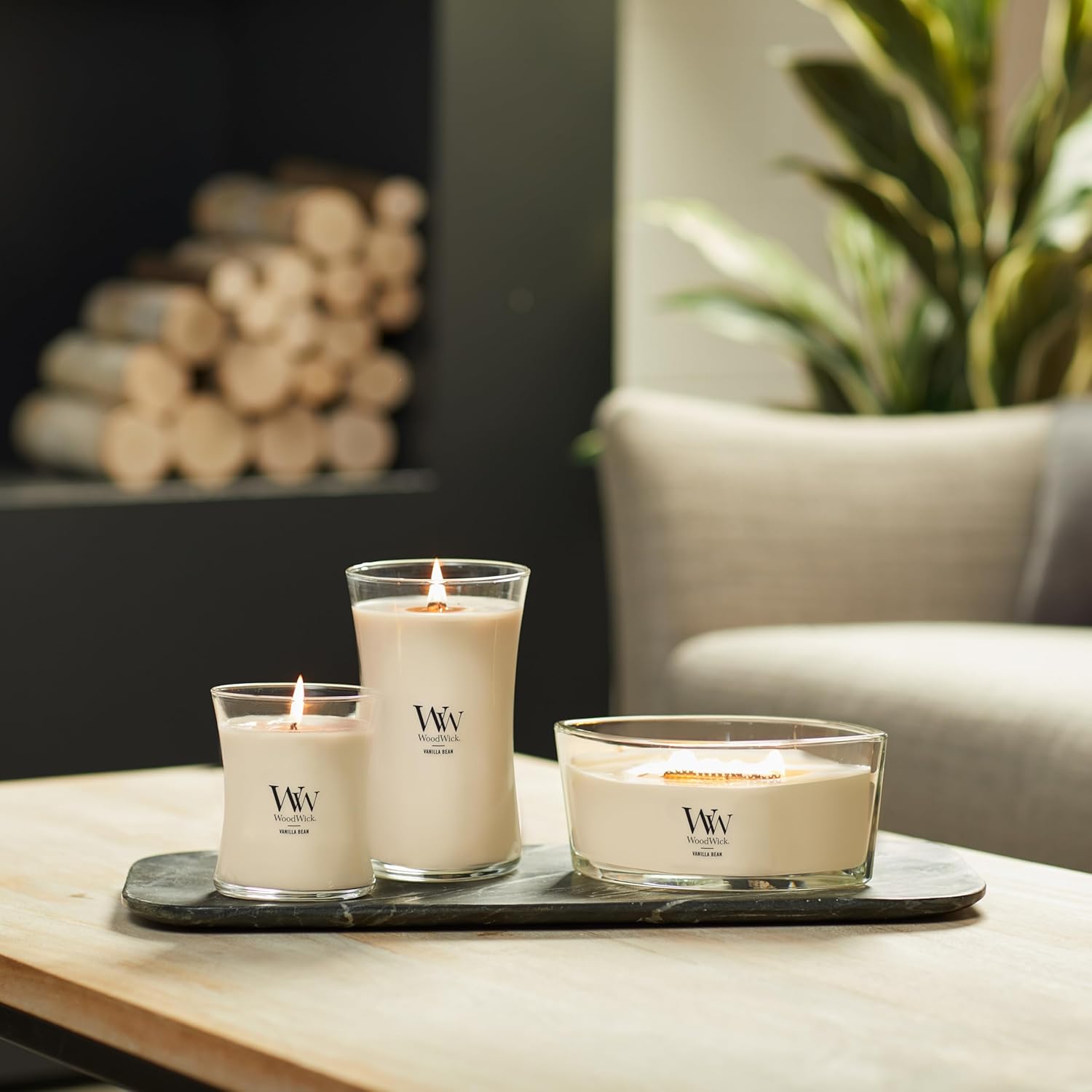 WoodWick Vanilla Bean Scented Medium Hourglass Candle