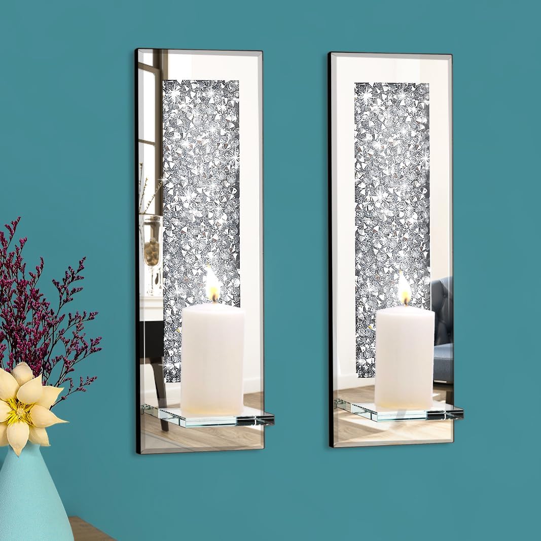 Pibeyer Crystal Diamond Candle Sconces Set of 2