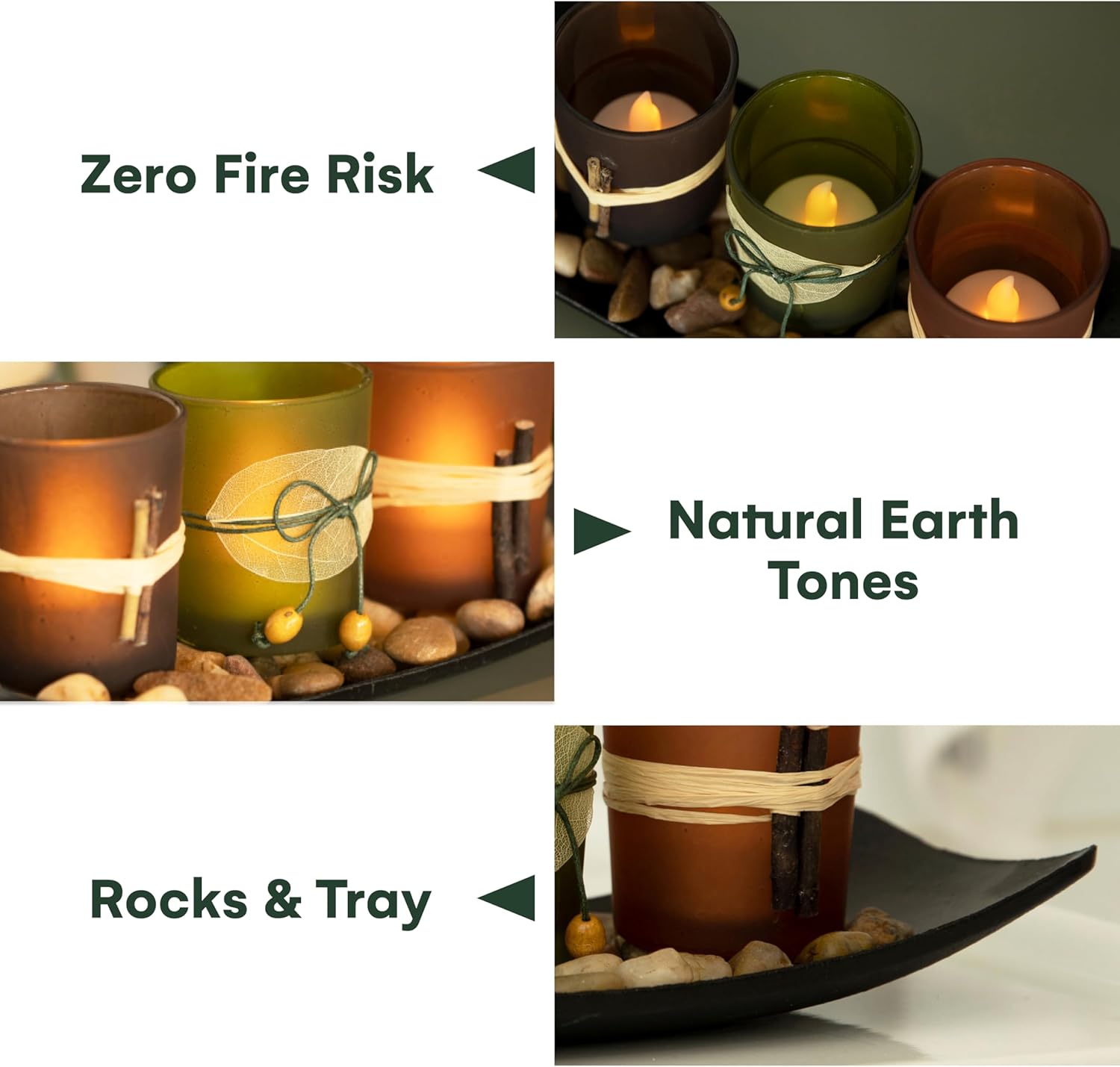 Elevate Your Space with 3 LED Tea Light Candle Holders in Earth Tones