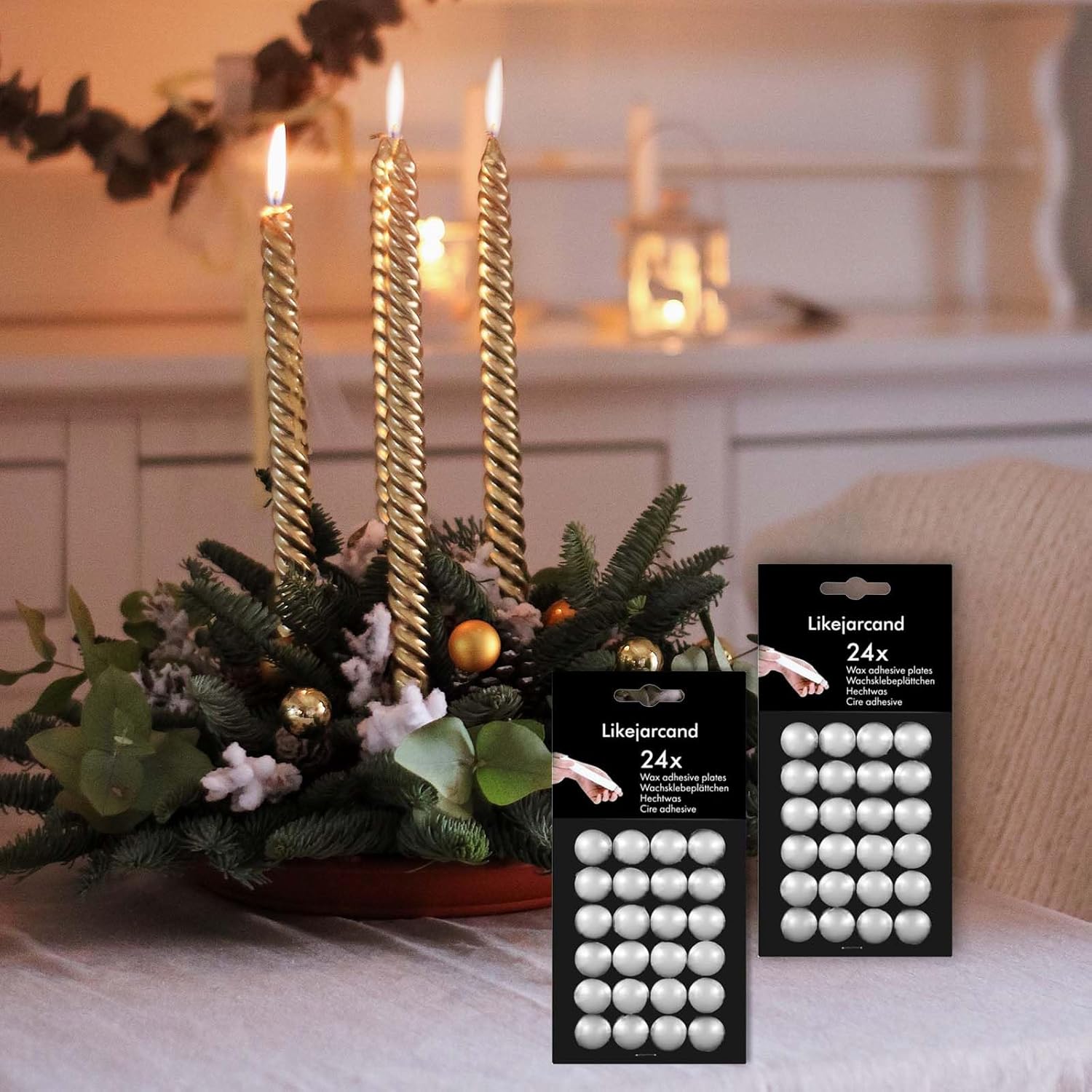 24 Dots Candle Taper Holders Adhesive for Candles