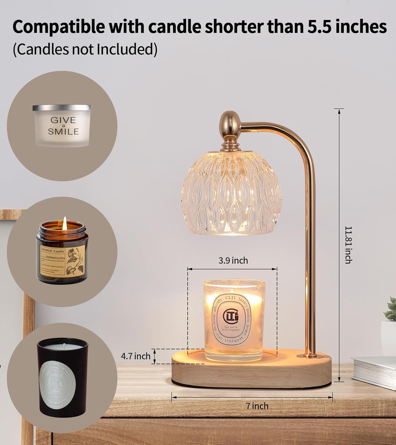 Fragrance Candle Warmer lamp with Timer Dimmer