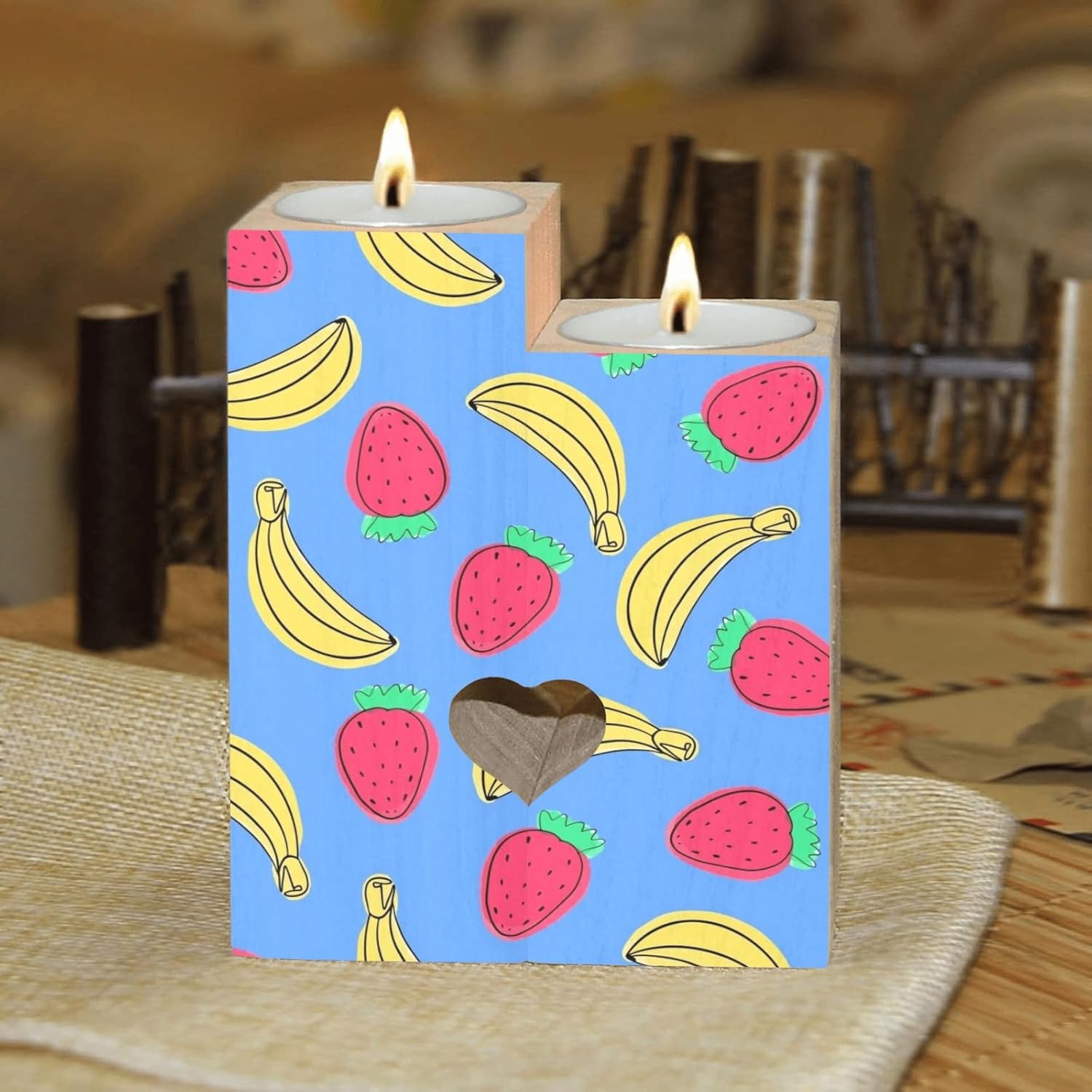 Summer Fruits Candle Holder with Heart Design